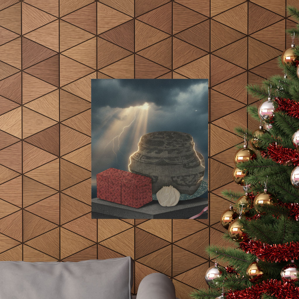 Dramatic Storm — Fire-Holder And Tea-Box — Matte Poster