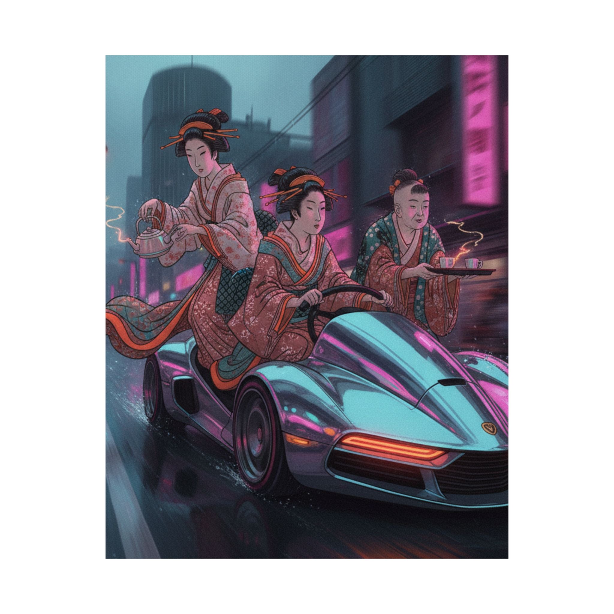 Fast Furious — Two Young Ladies Having Tea Attended By Elderly Servant — Matte Poster