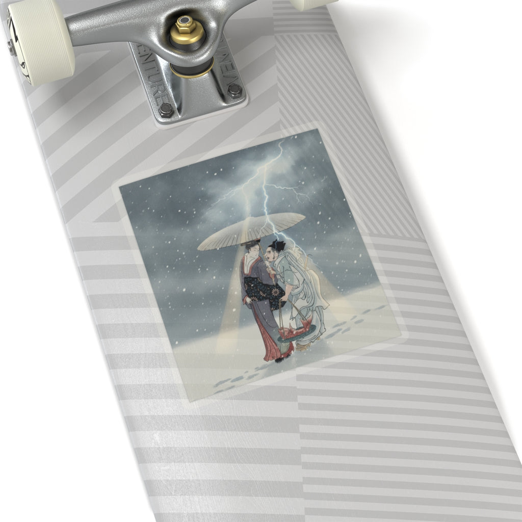 Dramatic Storm — Ebisu And Benten Walking In The Snow — Kiss-Cut Sticker