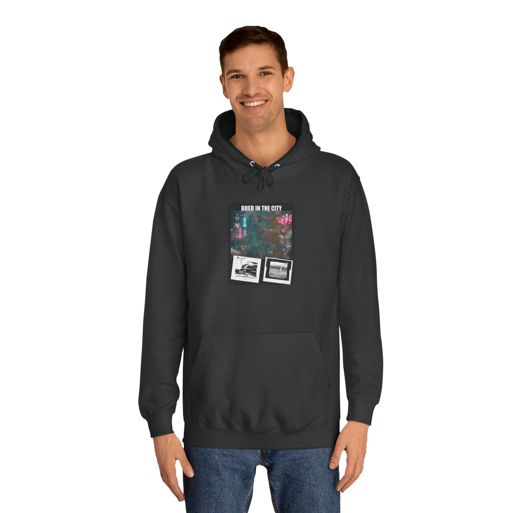 Bred In The City Neon Car Polaroid Collage Hoodie