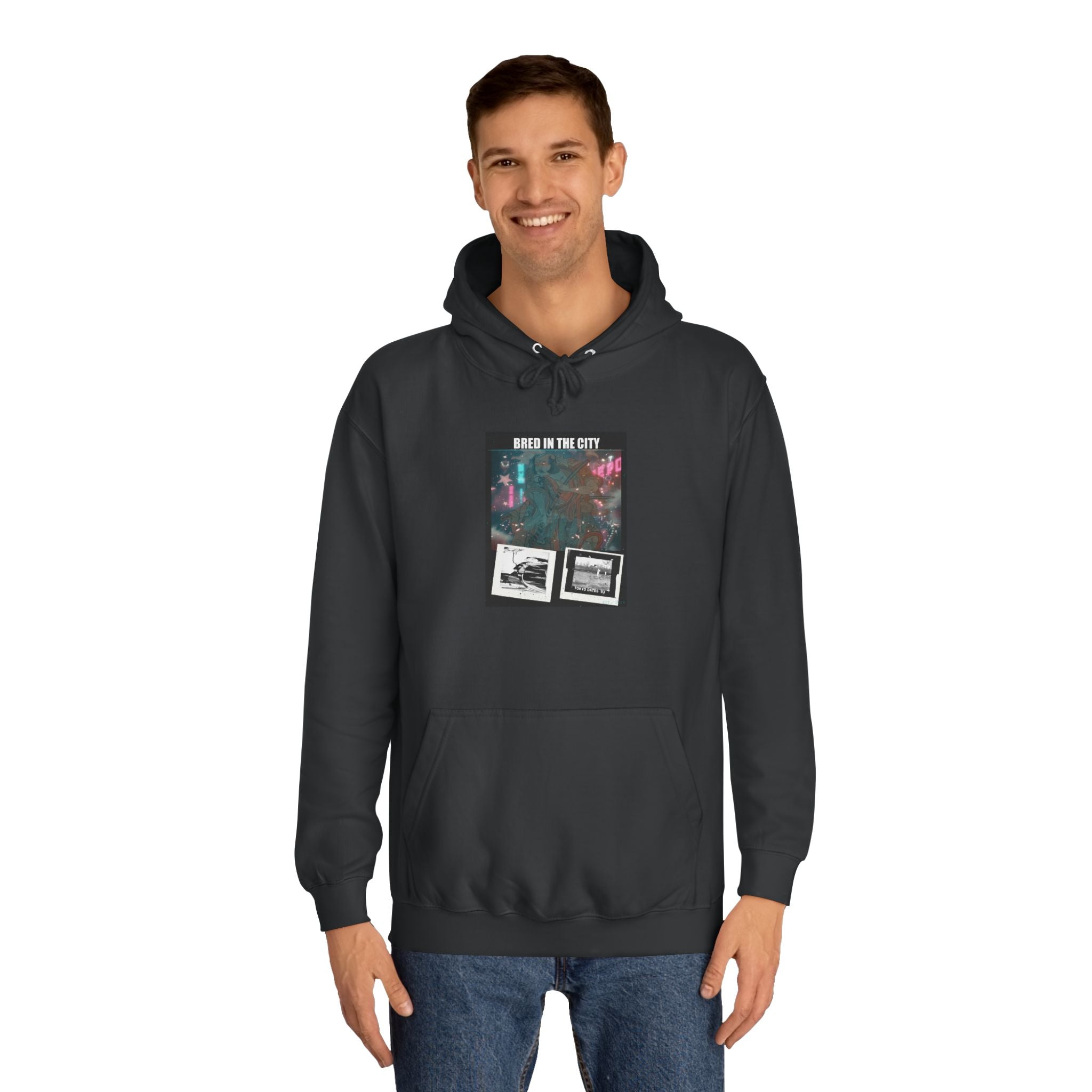 Bred In The City Neon Car Polaroid Collage Hoodie