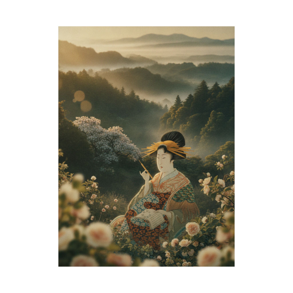 Scenic Nature — Courtesan With Book And Hair-Pin — Matte Poster