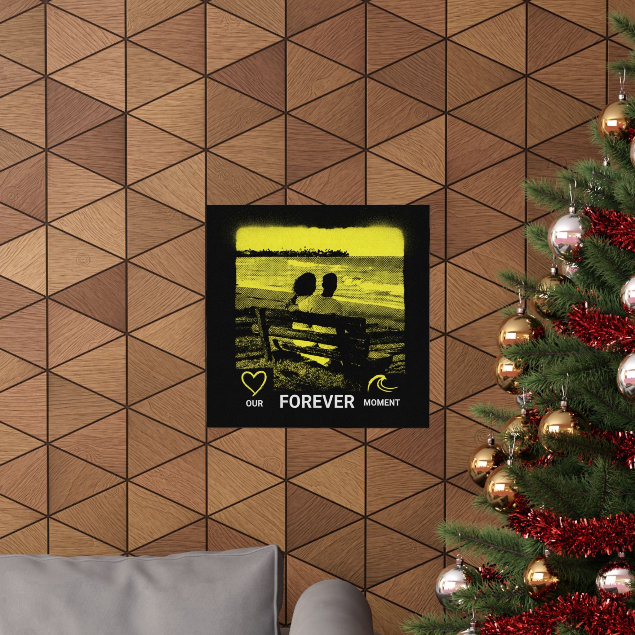 Our Forever Moment Beach Sunset Couple Yellow Matte Poster