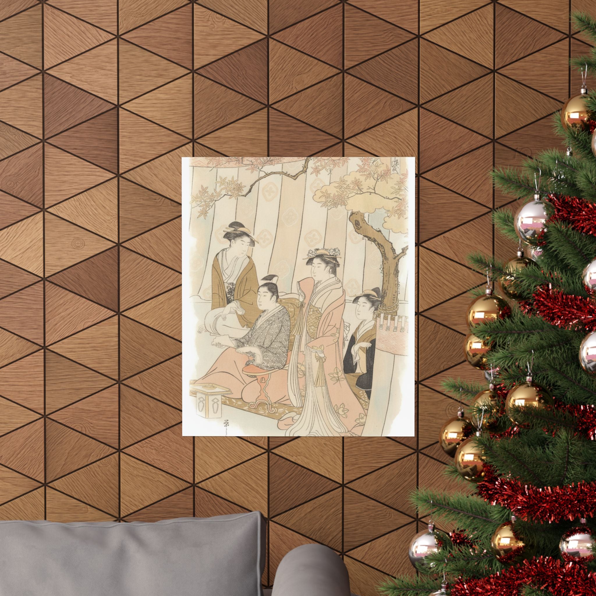 Watercolor — Prince Genji And Three Young Women — Matte Poster