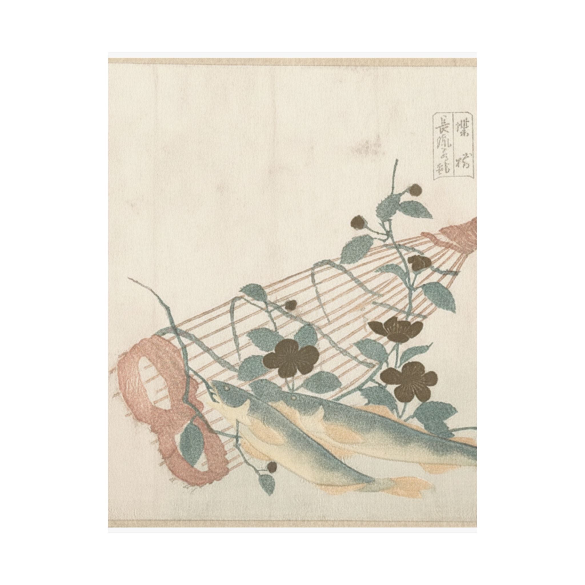 Botanical — Sweet Fishes Of The Nagara River, With Baskets And Flowers — Matte Poster