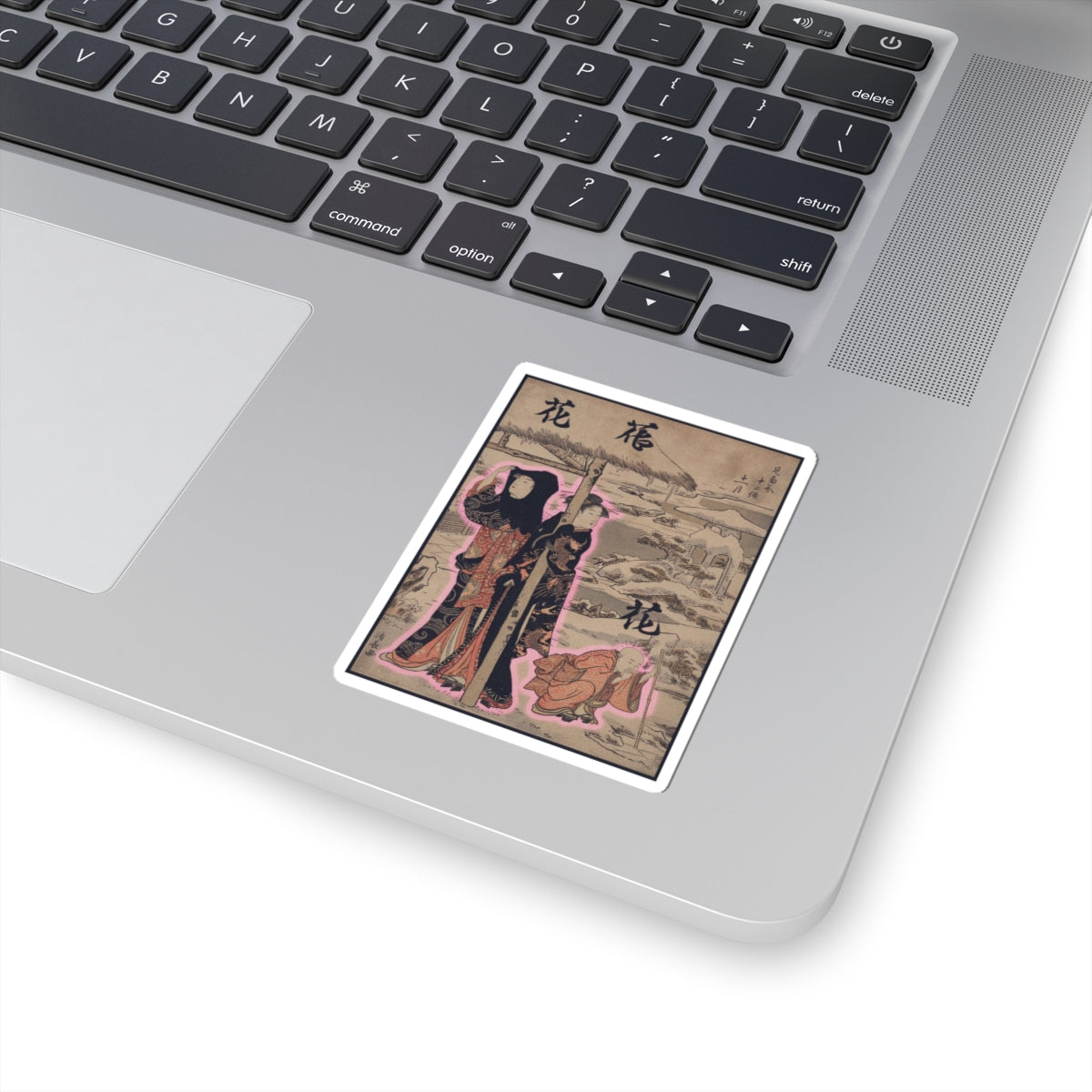 Japanese Street — A Day In Winter; Two Ladies And A Child In A Garden — Kiss-Cut Sticker