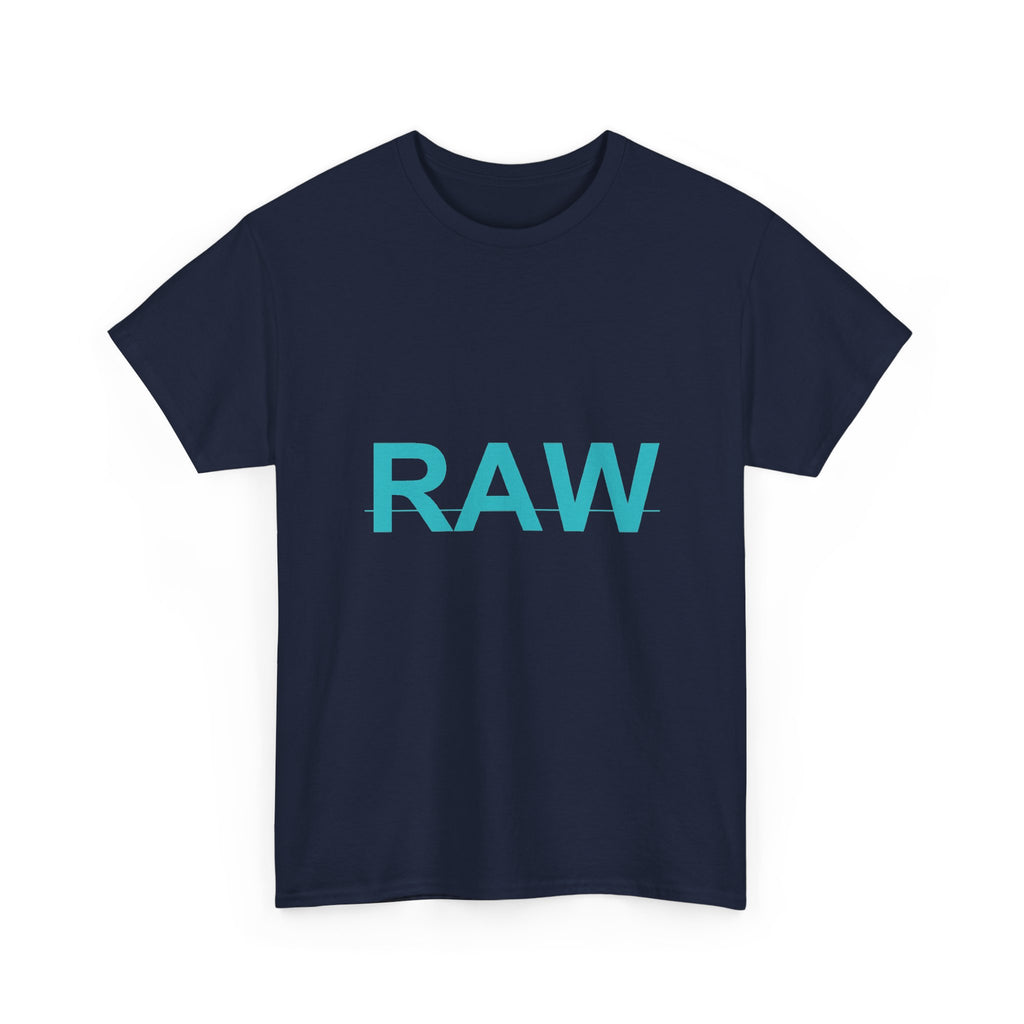 RAW Teal Block Letter Minimalist Statement Tee