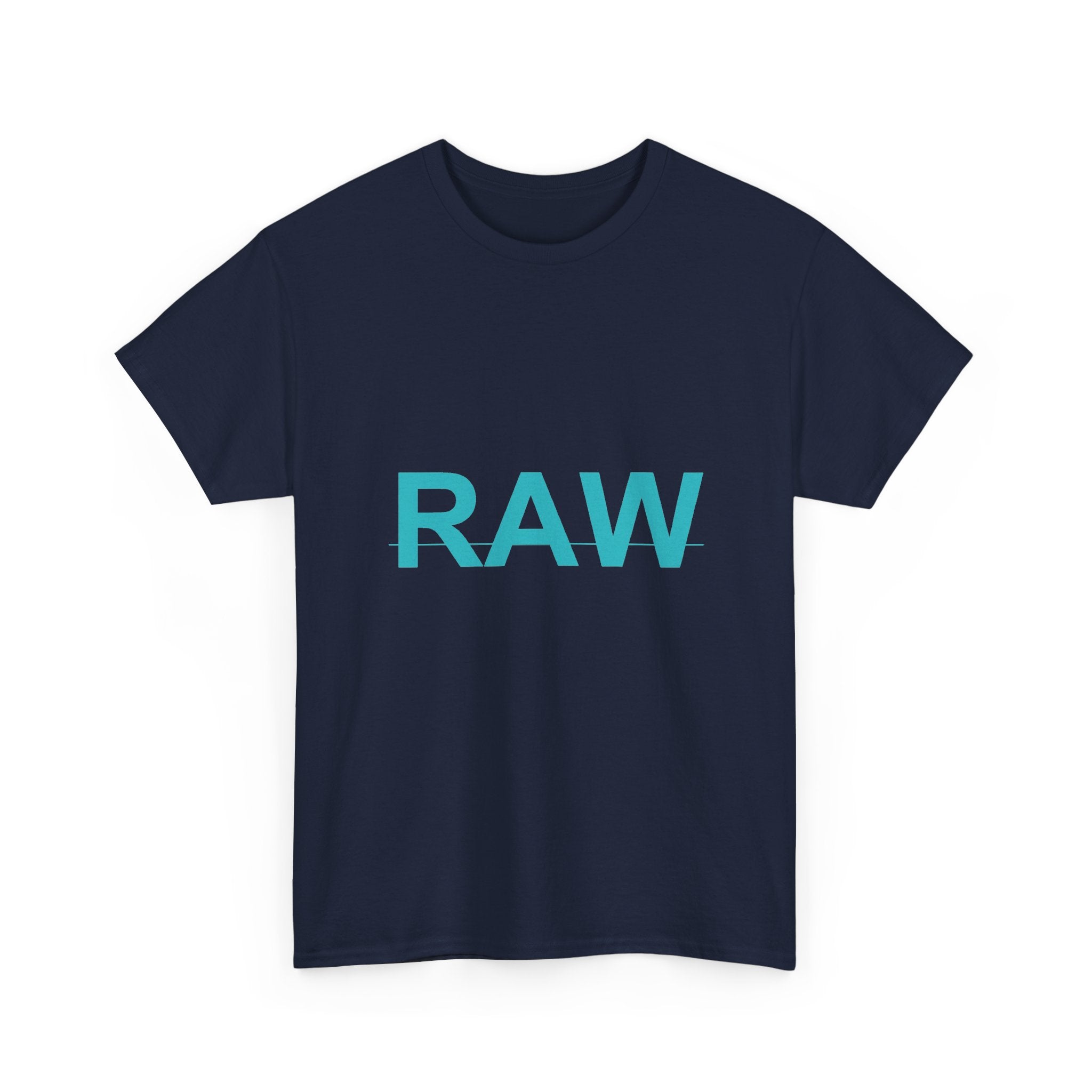 RAW Teal Block Letter Minimalist Statement Tee