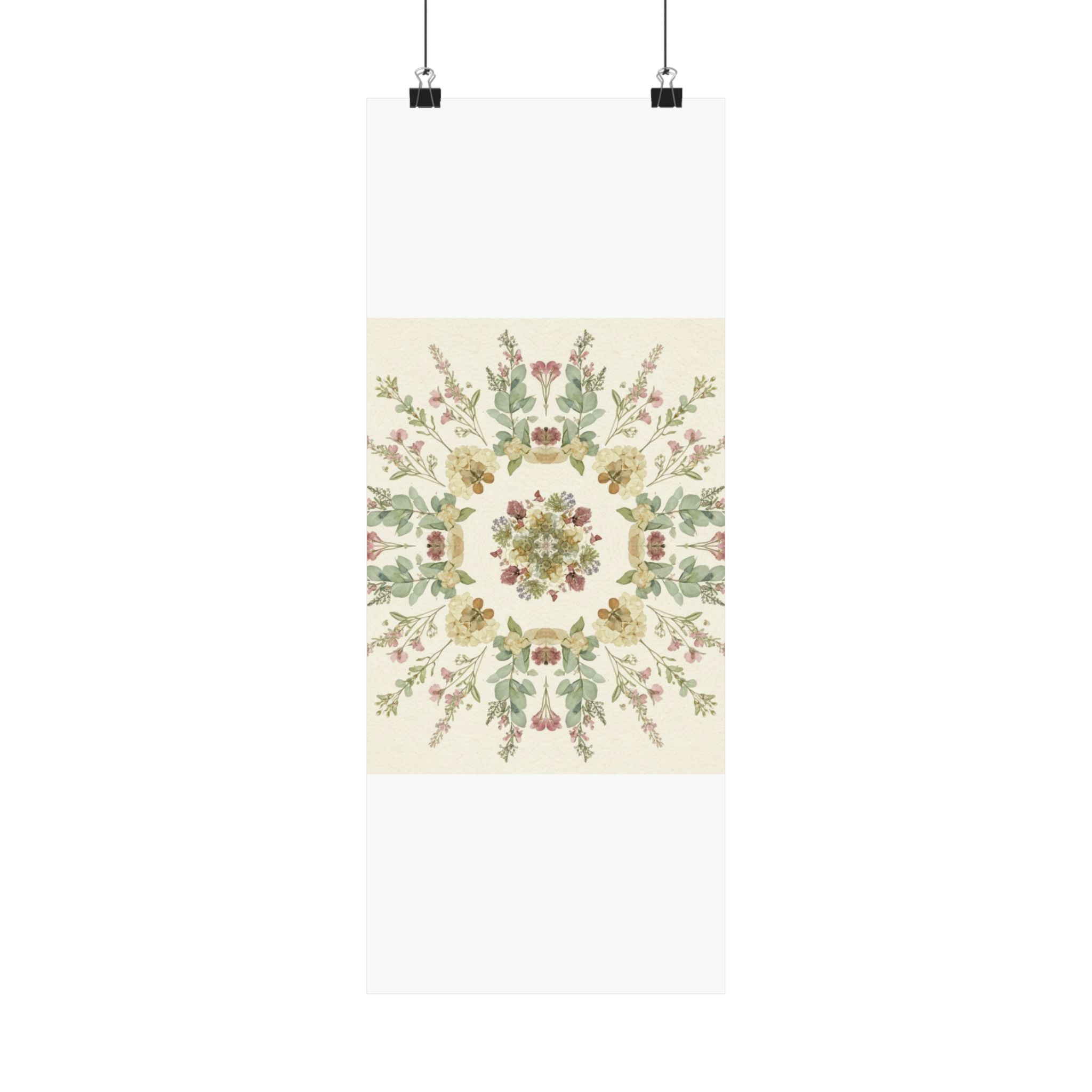 Pressed Wildflower Symmetry Cottagecore Botanical Poster
