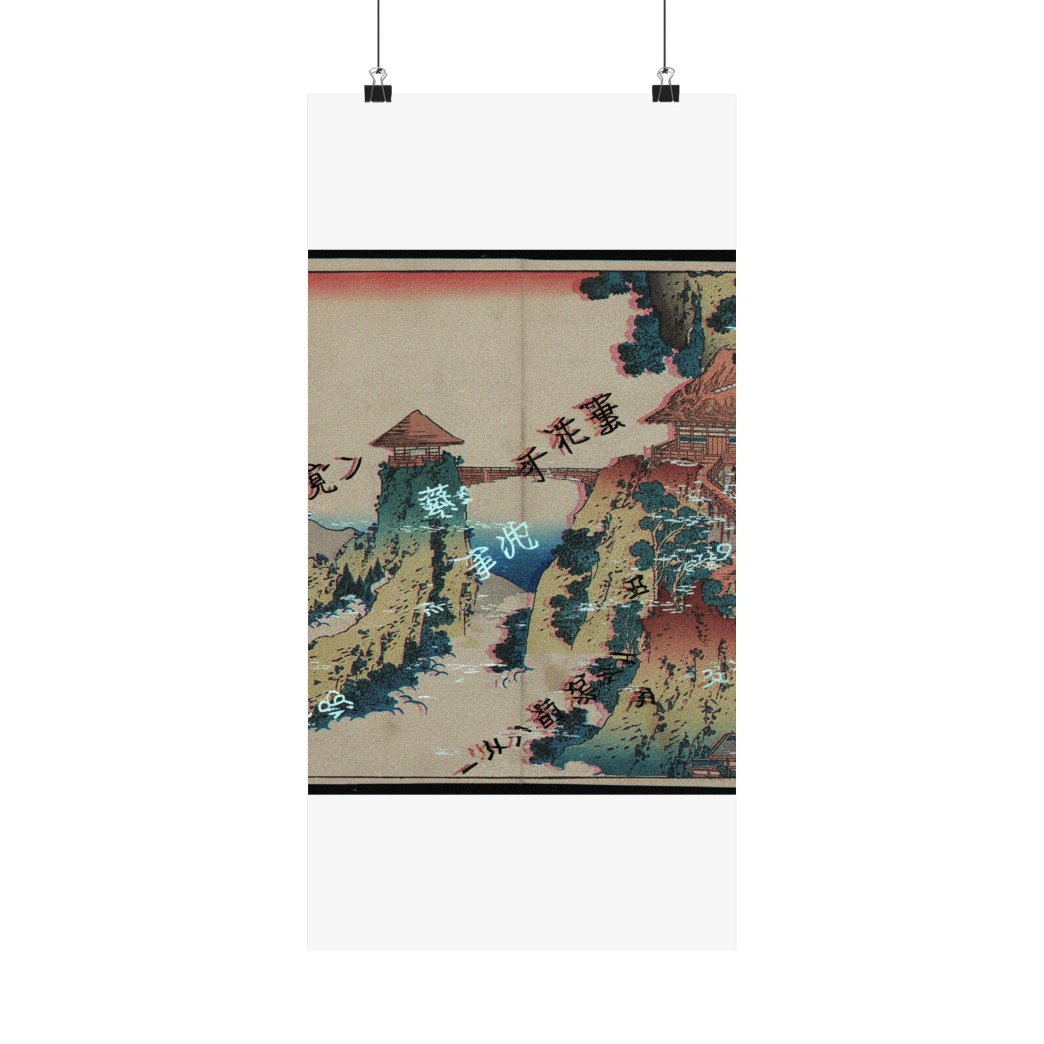 Glitch Culture — The Hanging-Cloud Bridge At Mount Gyōdō Near Ashikaga (Ashikaga Gyōdōzan Kumo No — Matte Poster