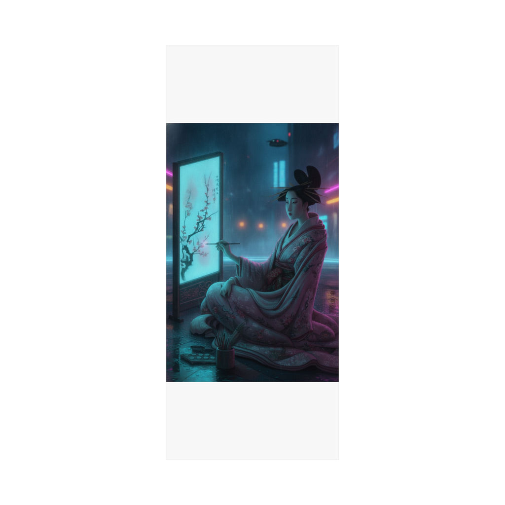 Neon Noir — Young Woman Painting A Screen — Matte Poster