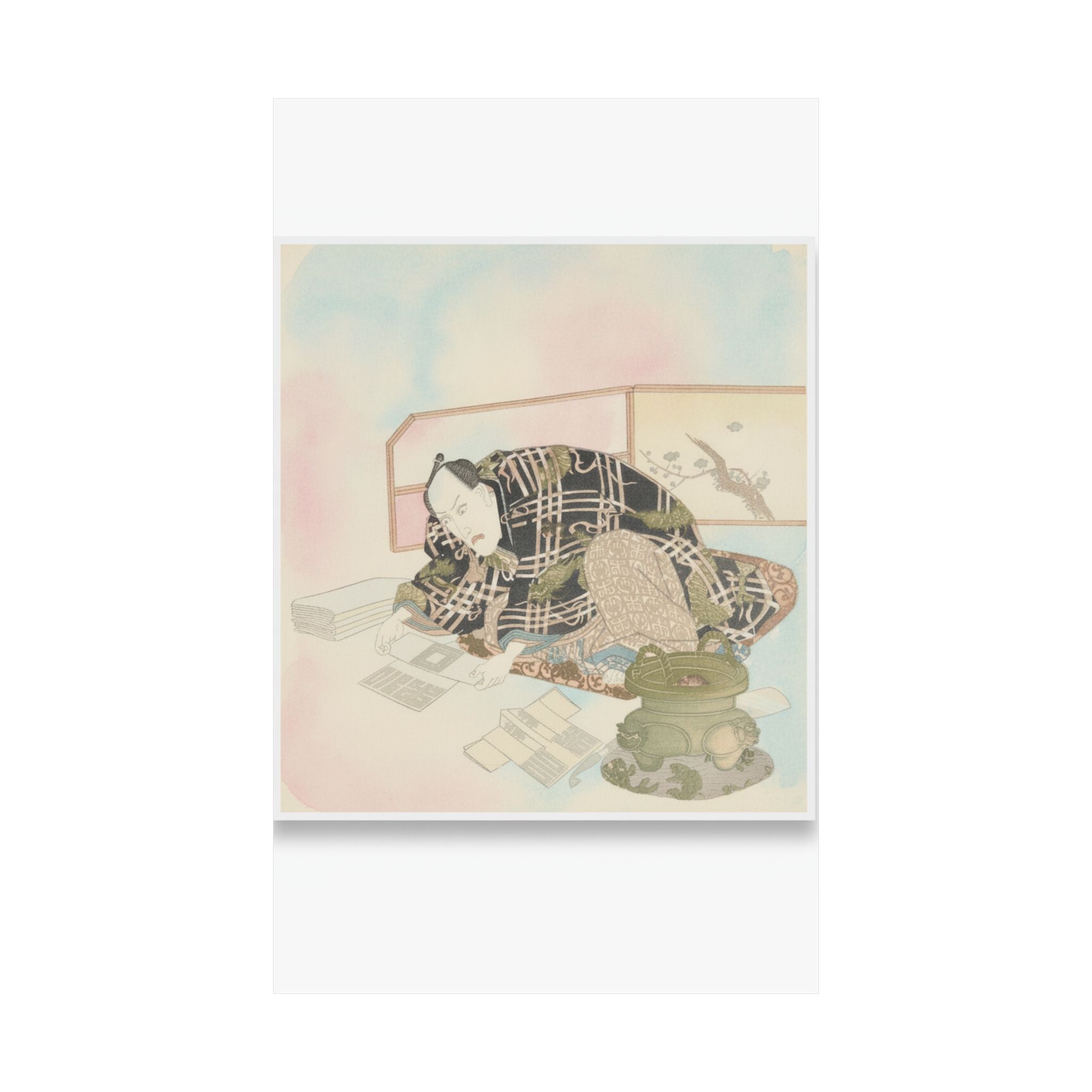 Watercolor — Ichikawa Danjūrō Vii Preparing New Year'S Gifts — Matte Poster