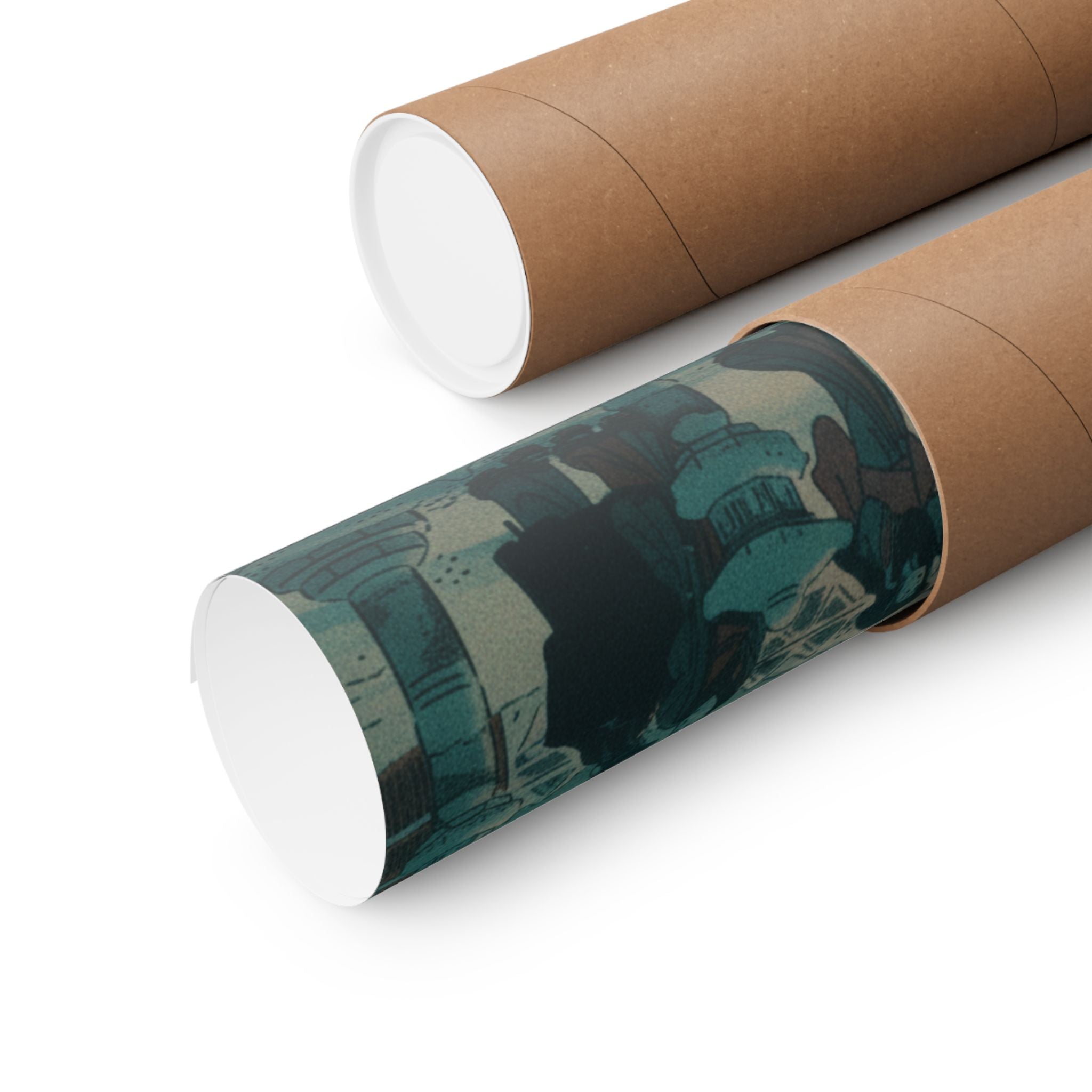 Cinematic — Snow Scene With Figures Outside A Temple — Matte Poster