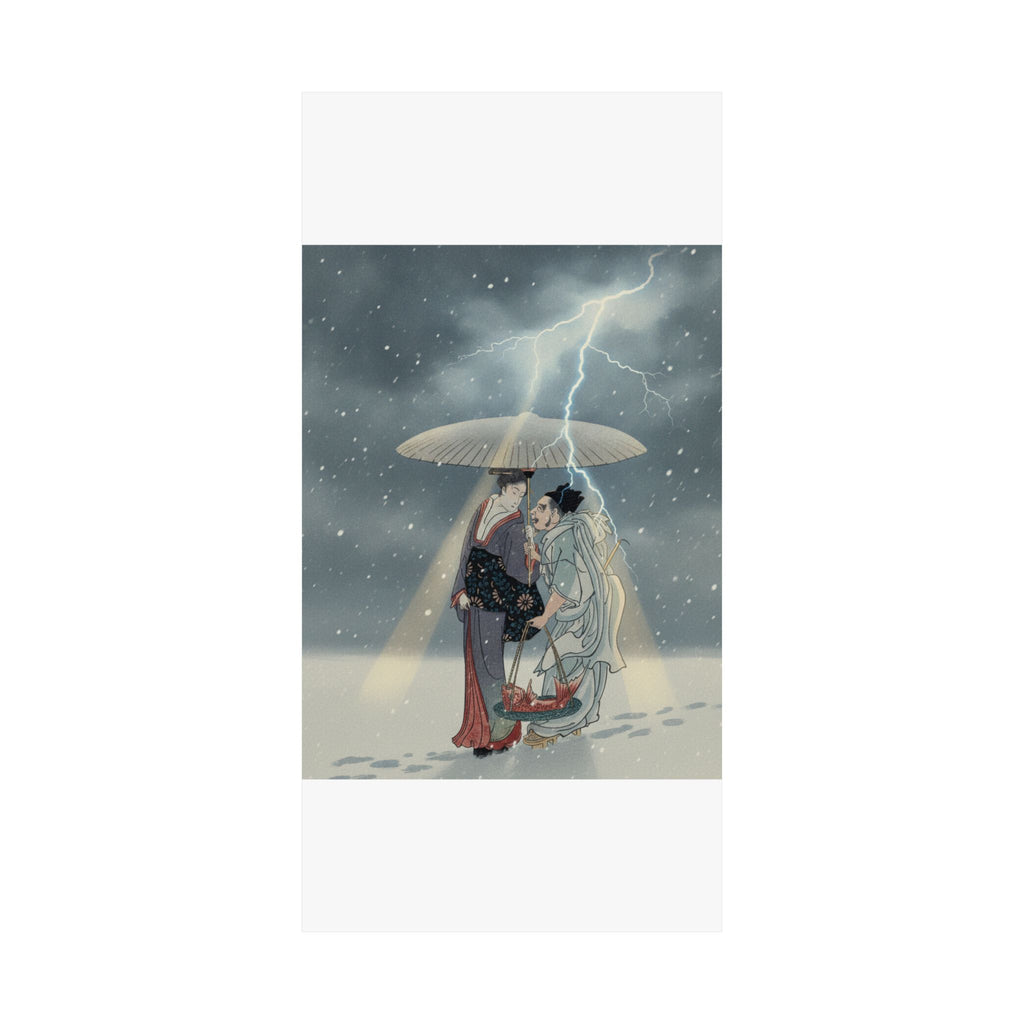 Dramatic Storm — Ebisu And Benten Walking In The Snow — Matte Poster