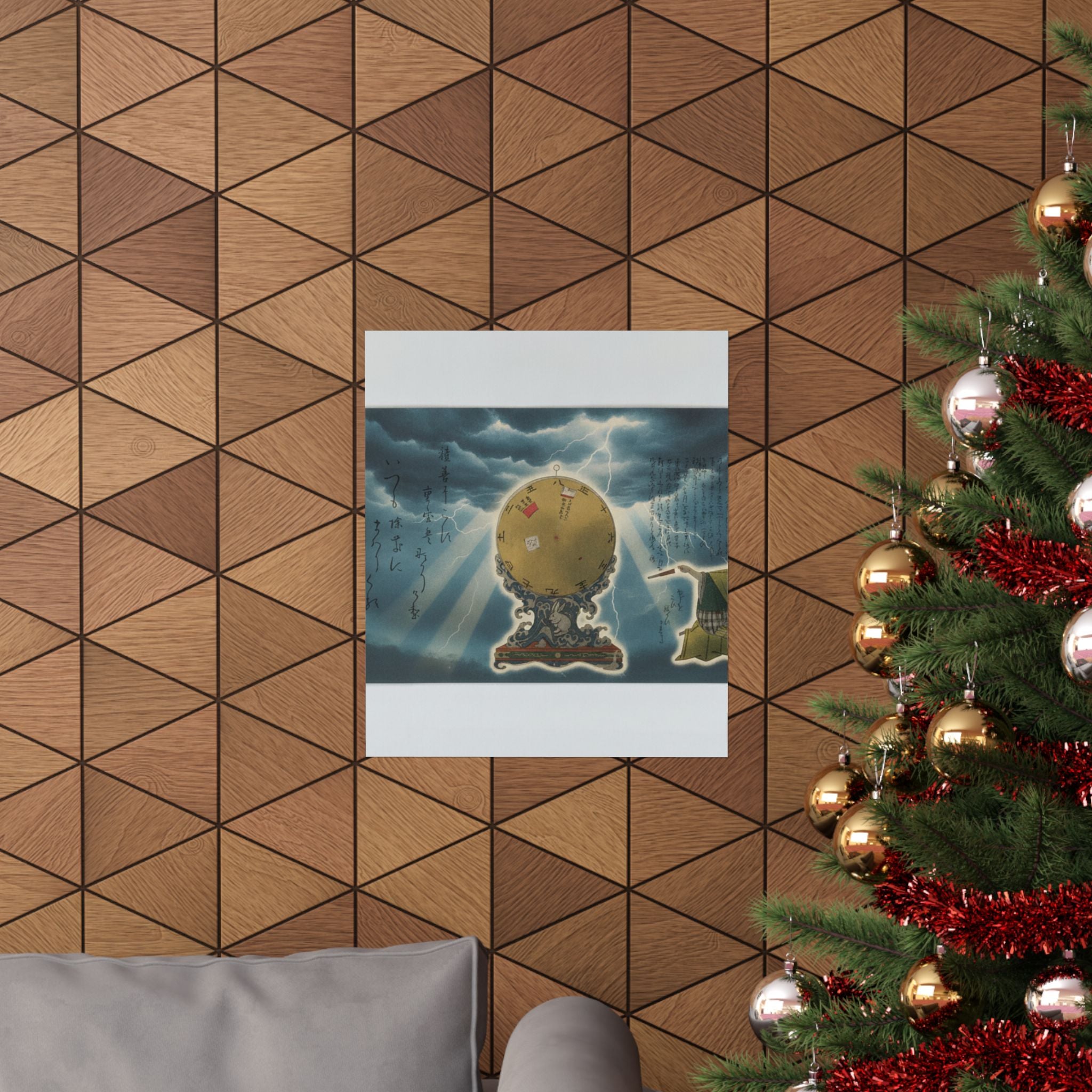 Dramatic Storm — Moveable Rotating Calendar Mounted On Elaborate Wave-Base With Rabbit Crest — Matte Poster