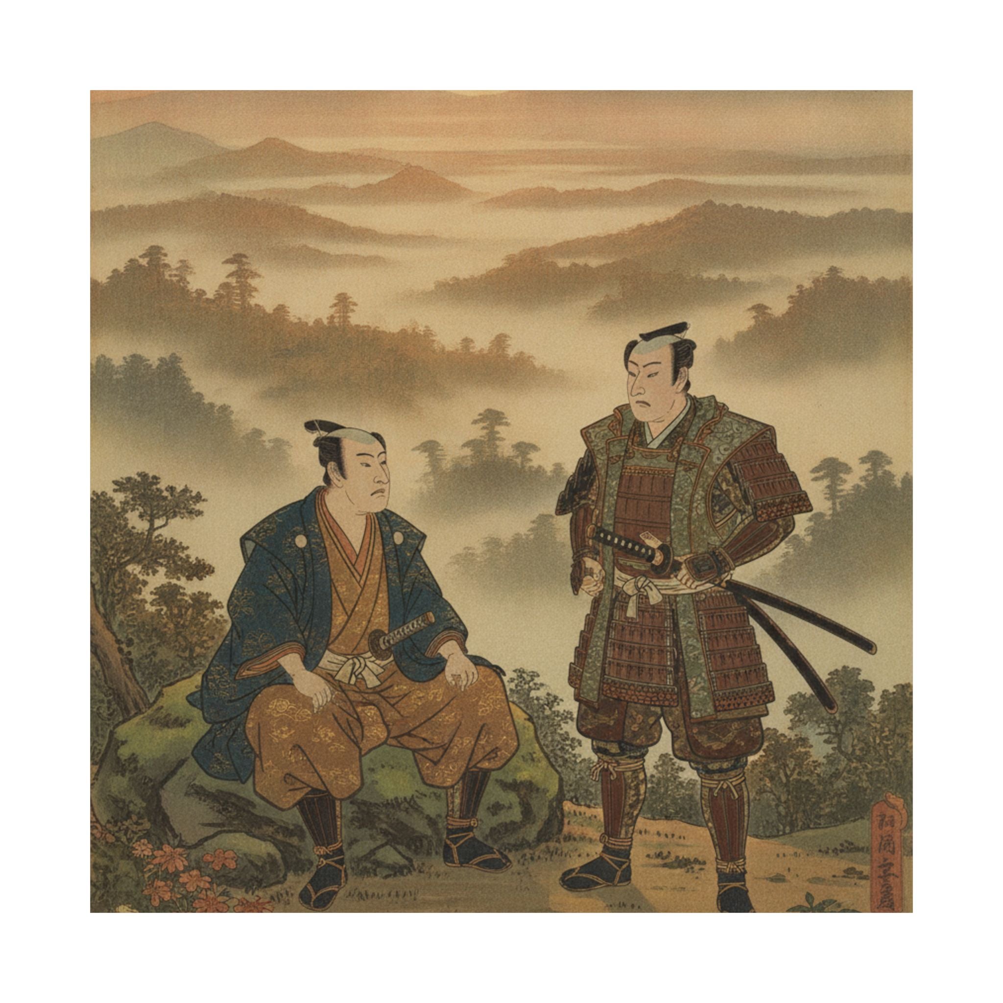 Scenic Nature — A Daimyo Talking To One Of His Retainers — Matte Poster