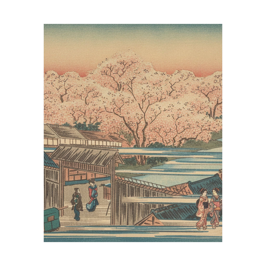 Scenic Nature — Morning Cherries At Yoshiwara — Matte Poster
