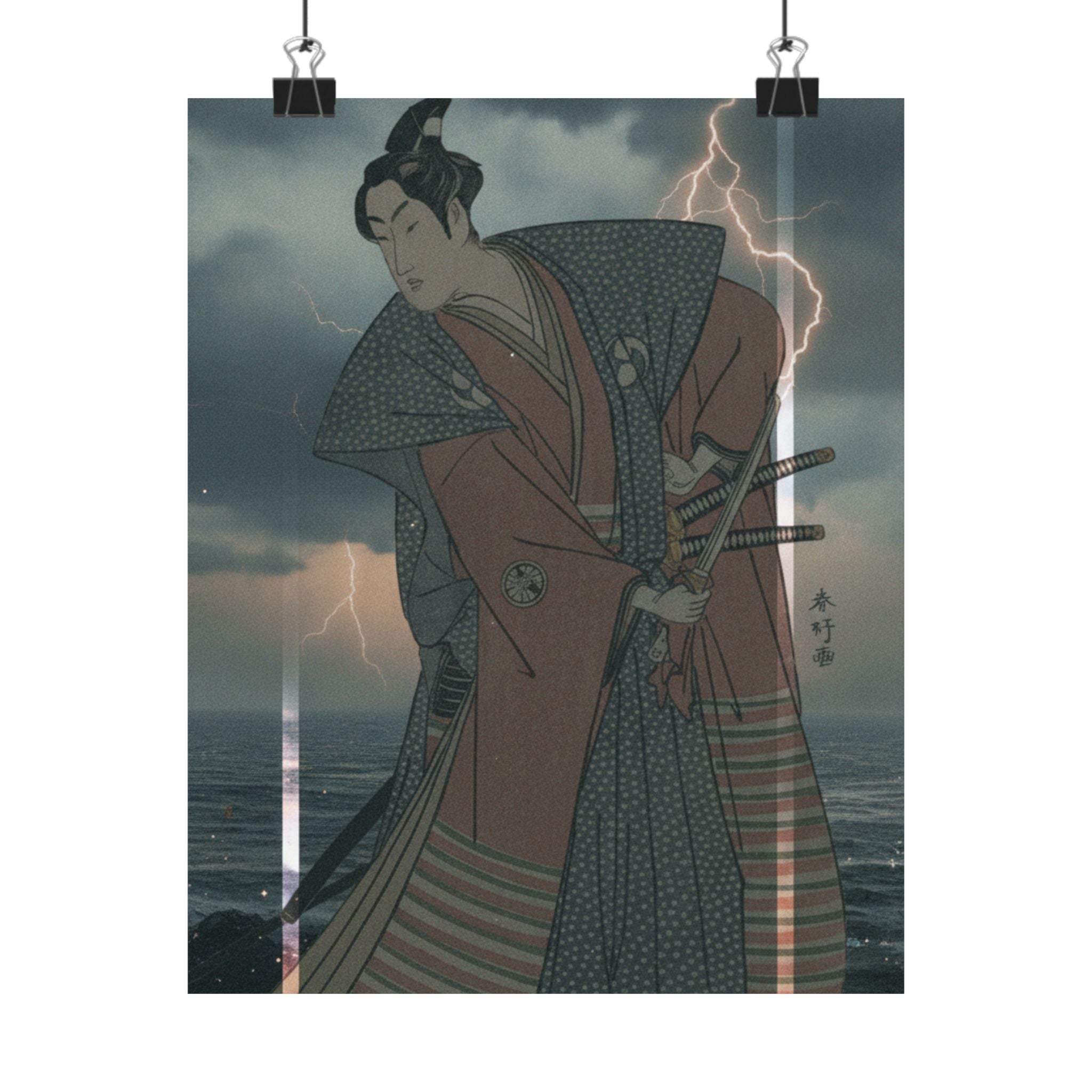 Dramatic Storm — The Third Segawa Kikunojo In The Role Of Oboshi Rikiya — Matte Poster