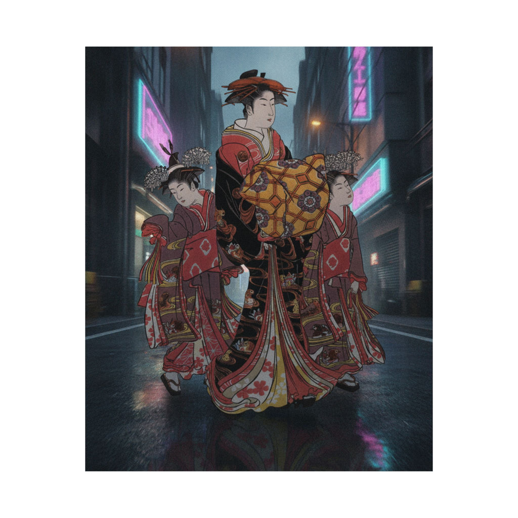 Fast Furious — An Oiran Accompanied By Two Kamuro — Matte Poster