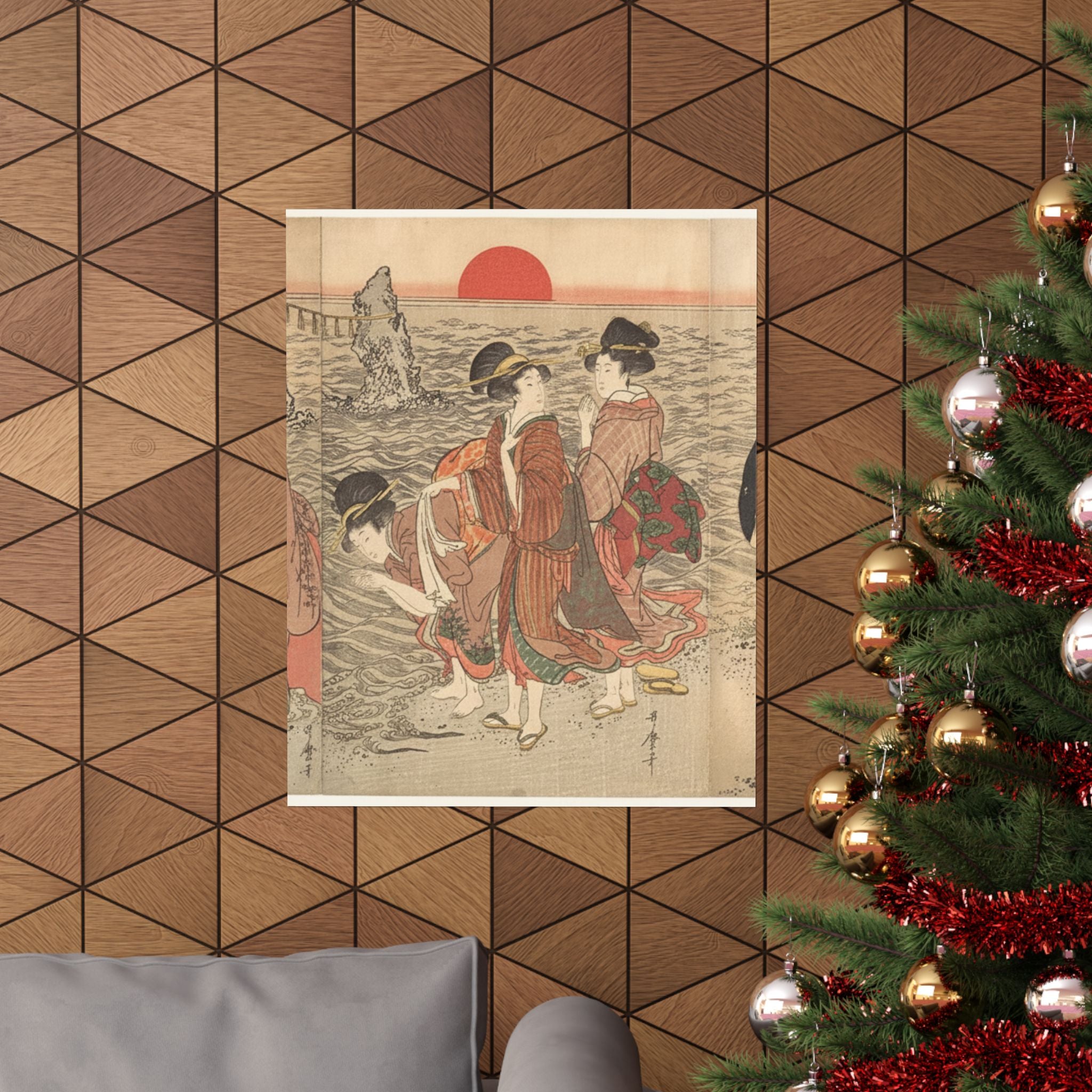 Ecommerce Main — Women Worshipping The Rising Sun Between The Twin Rocks At Ise — Matte Poster