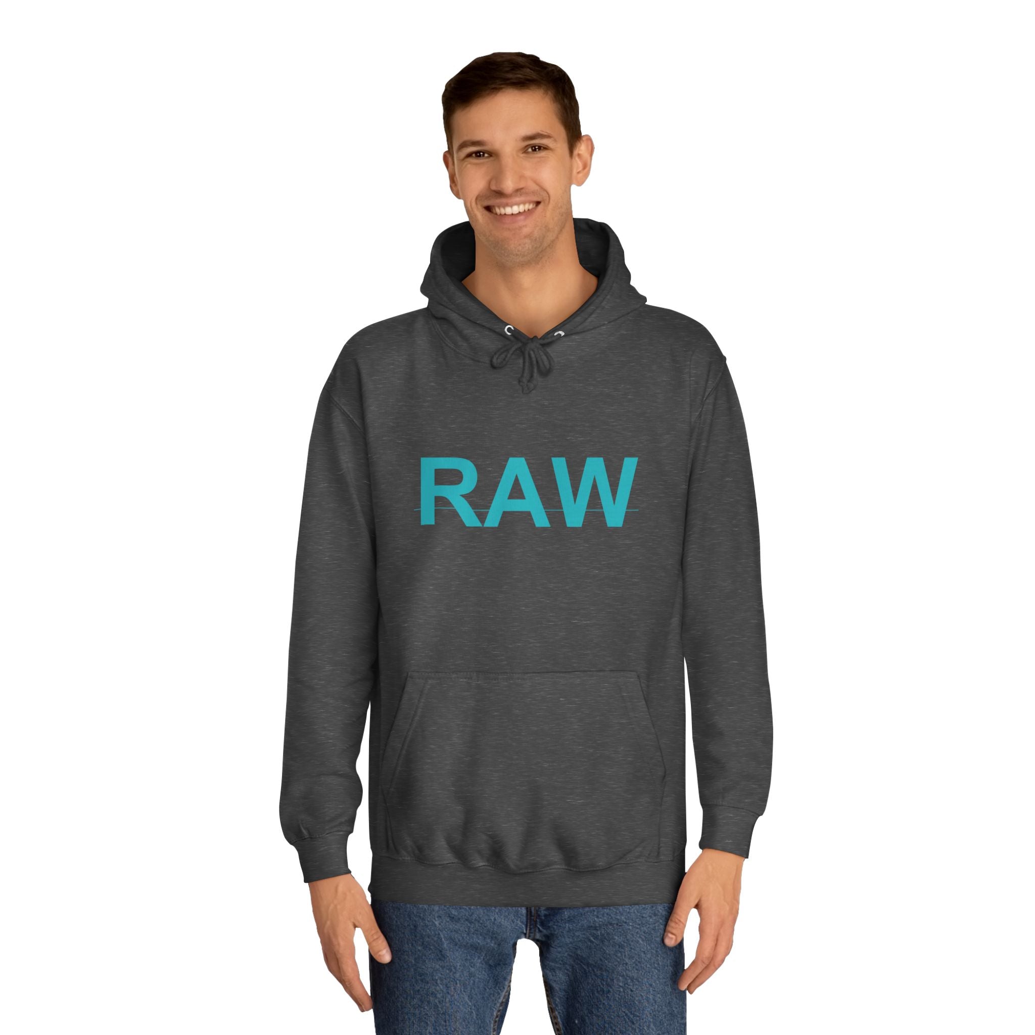 RAW Teal Capital Letter Minimalist Statement Hoodie