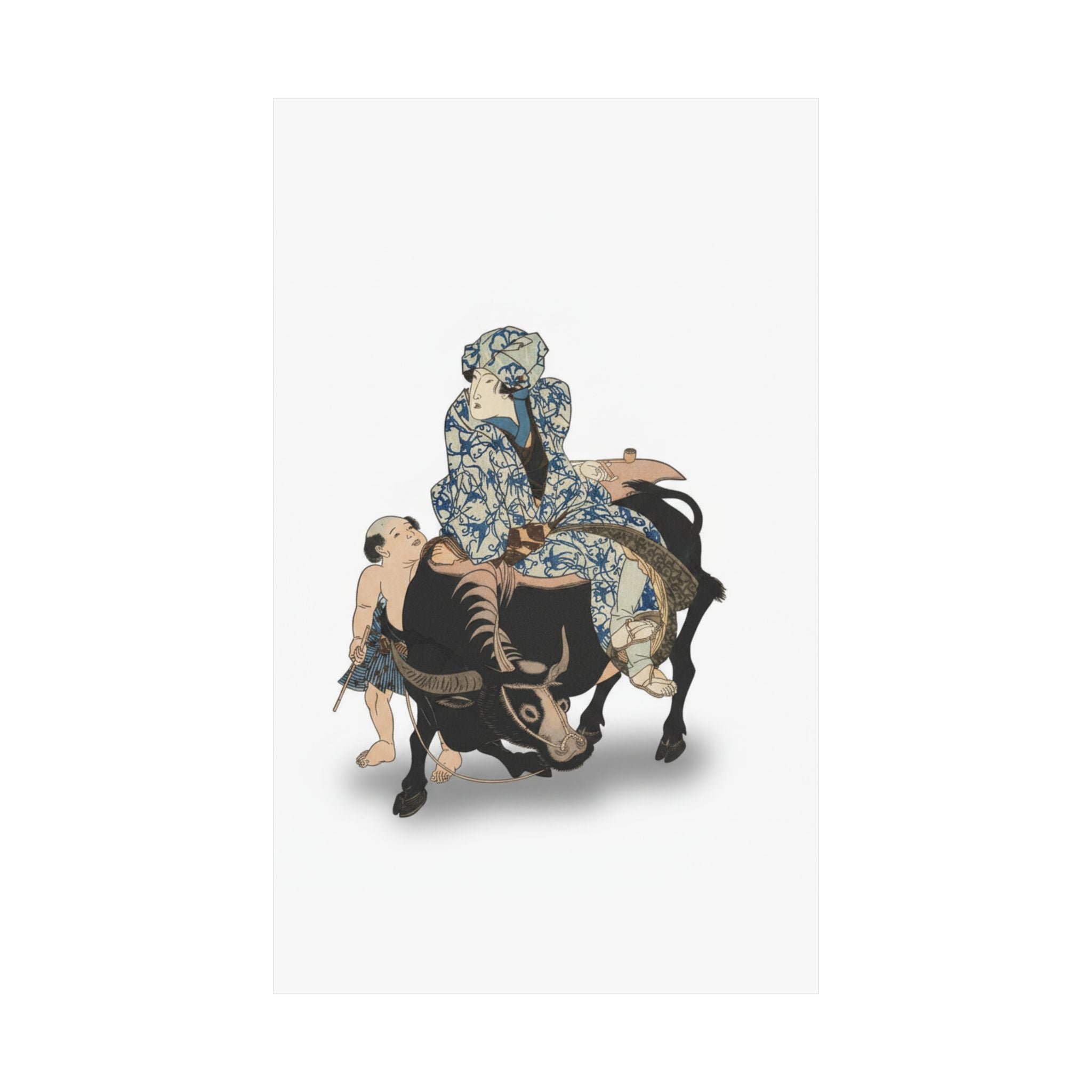 Ecommerce Main — Roshungi (Chinese, Lu Zhunyi) As A Woman With A Pipe Riding On A Buffalo — Matte Poster