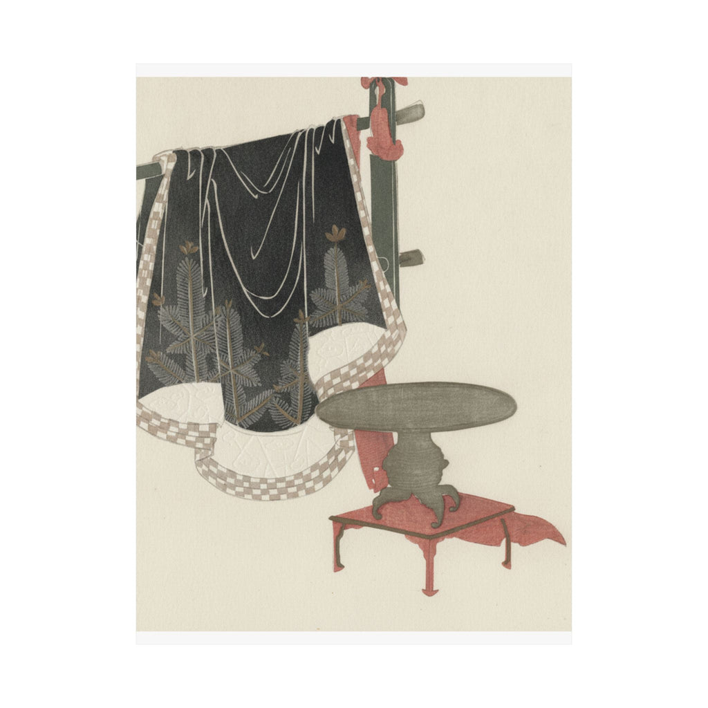 Botanical — Flower Vase With Stand; Dress Hanging On A Clothesrack — Matte Poster