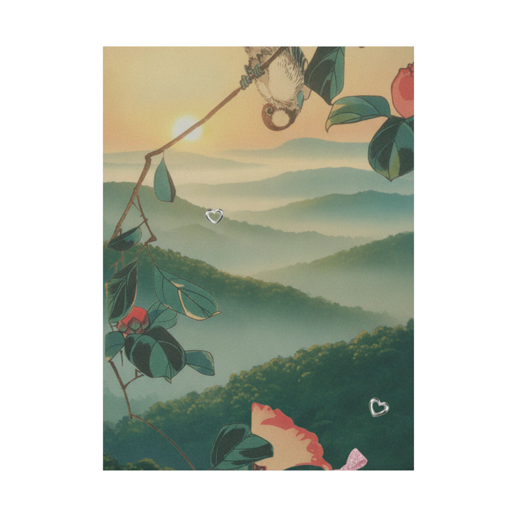 Scenic Nature — Camellia And Bullfinch — Matte Poster