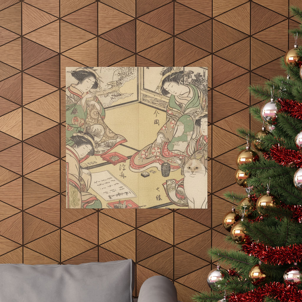 Botanical — Four Oiran Of The House Called Kadokana-Ya Playing The Game Of Ko-Awase (Incense — Matte Poster