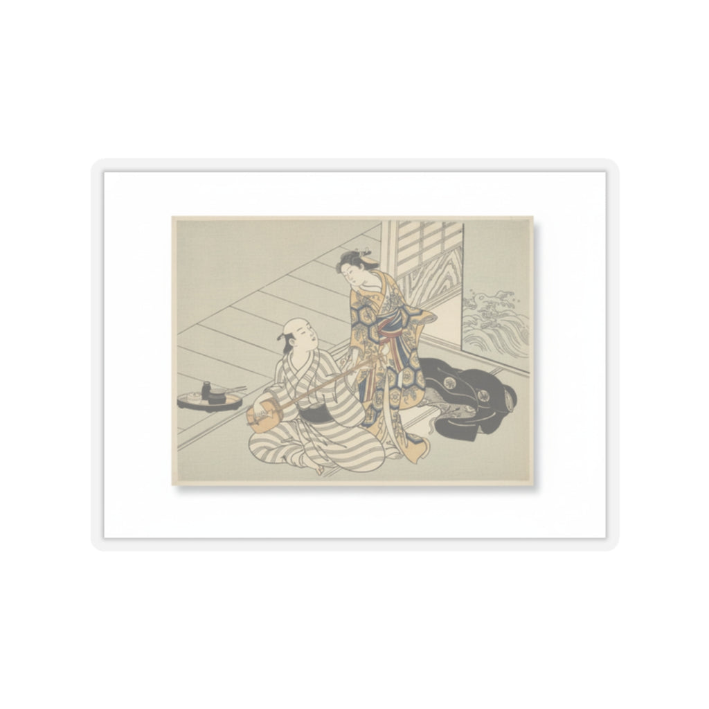 Ecommerce Main — Lady Interrupting Her Lover, Who Is Playing The Shamisen — Kiss-Cut Sticker