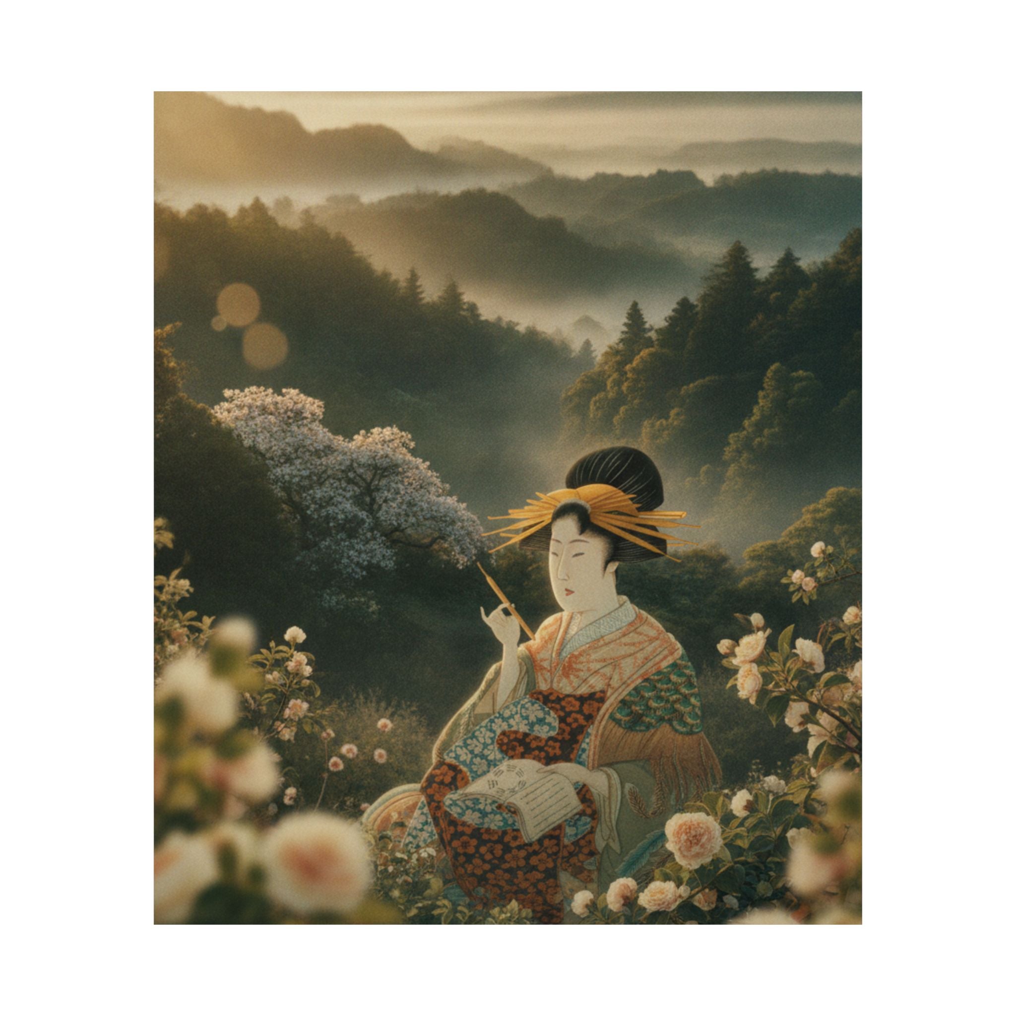 Scenic Nature — Courtesan With Book And Hair-Pin — Matte Poster