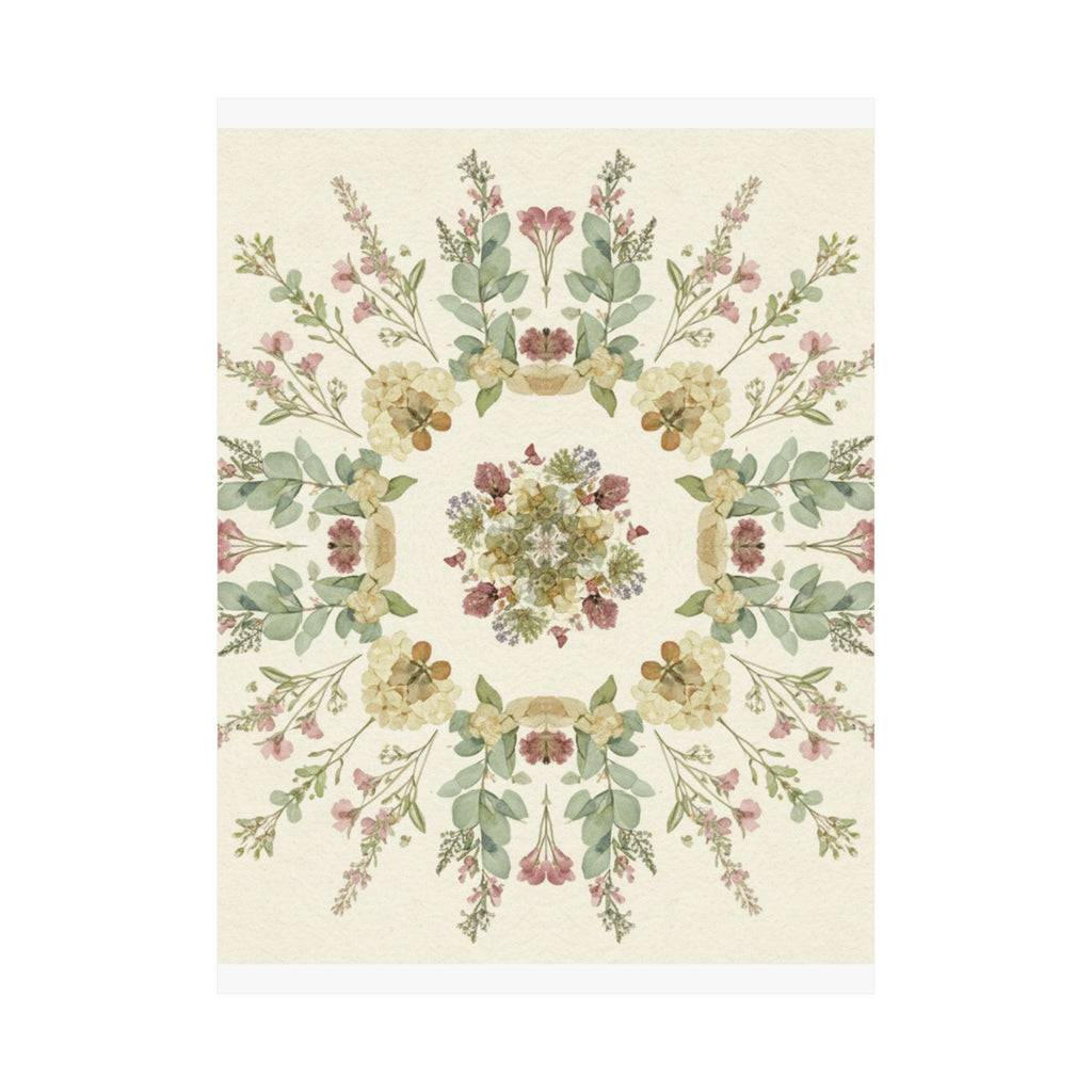 Pressed Wildflower Symmetry Cottagecore Botanical Poster
