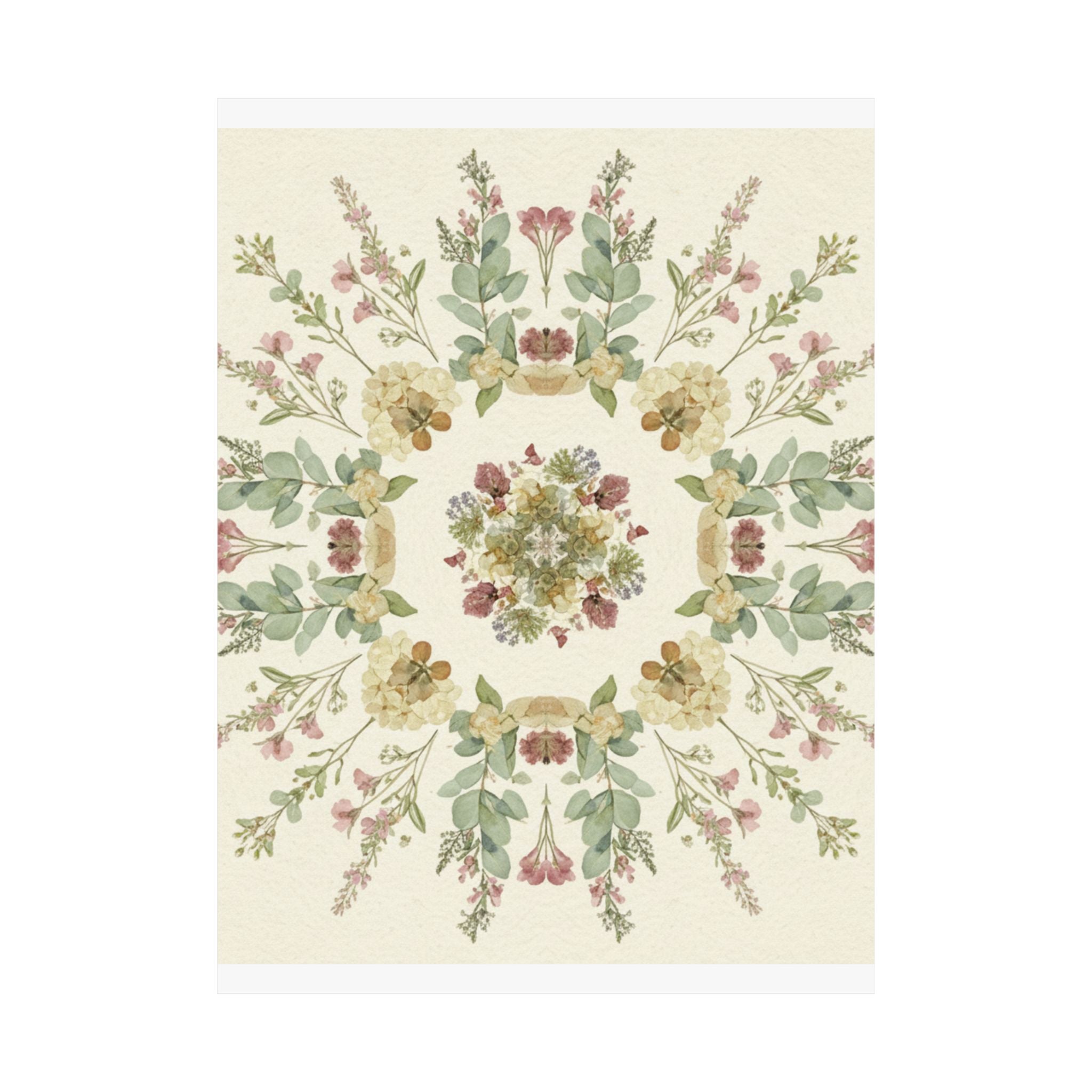 Pressed Wildflower Symmetry Cottagecore Botanical Poster