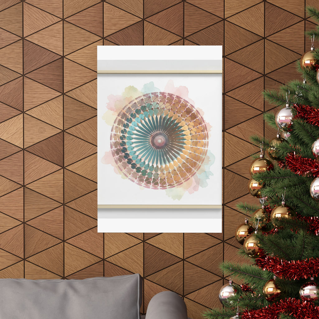 Terracotta and Teal Watercolour Spiral Mandala Poster