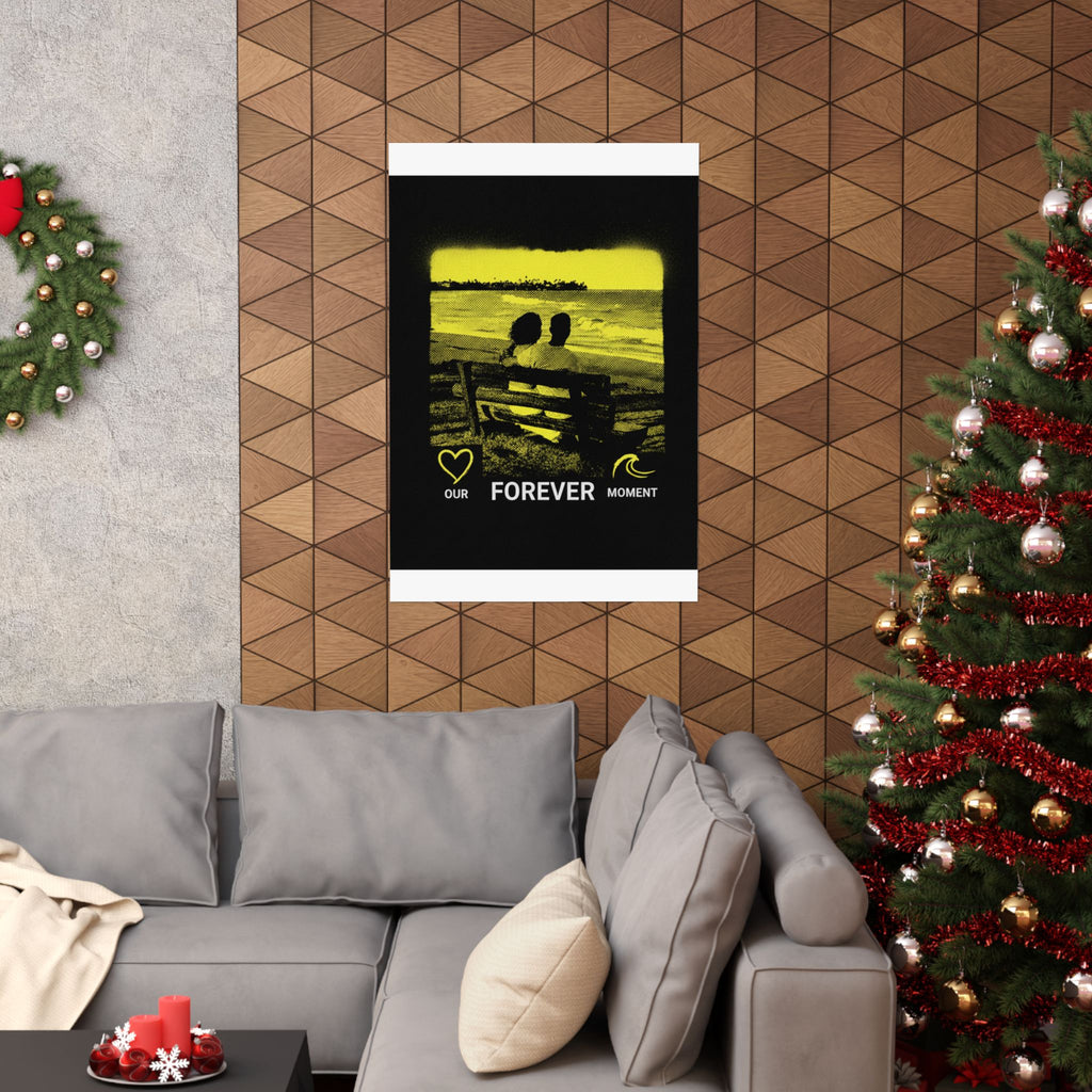 Our Forever Moment Beach Sunset Couple Yellow Matte Poster
