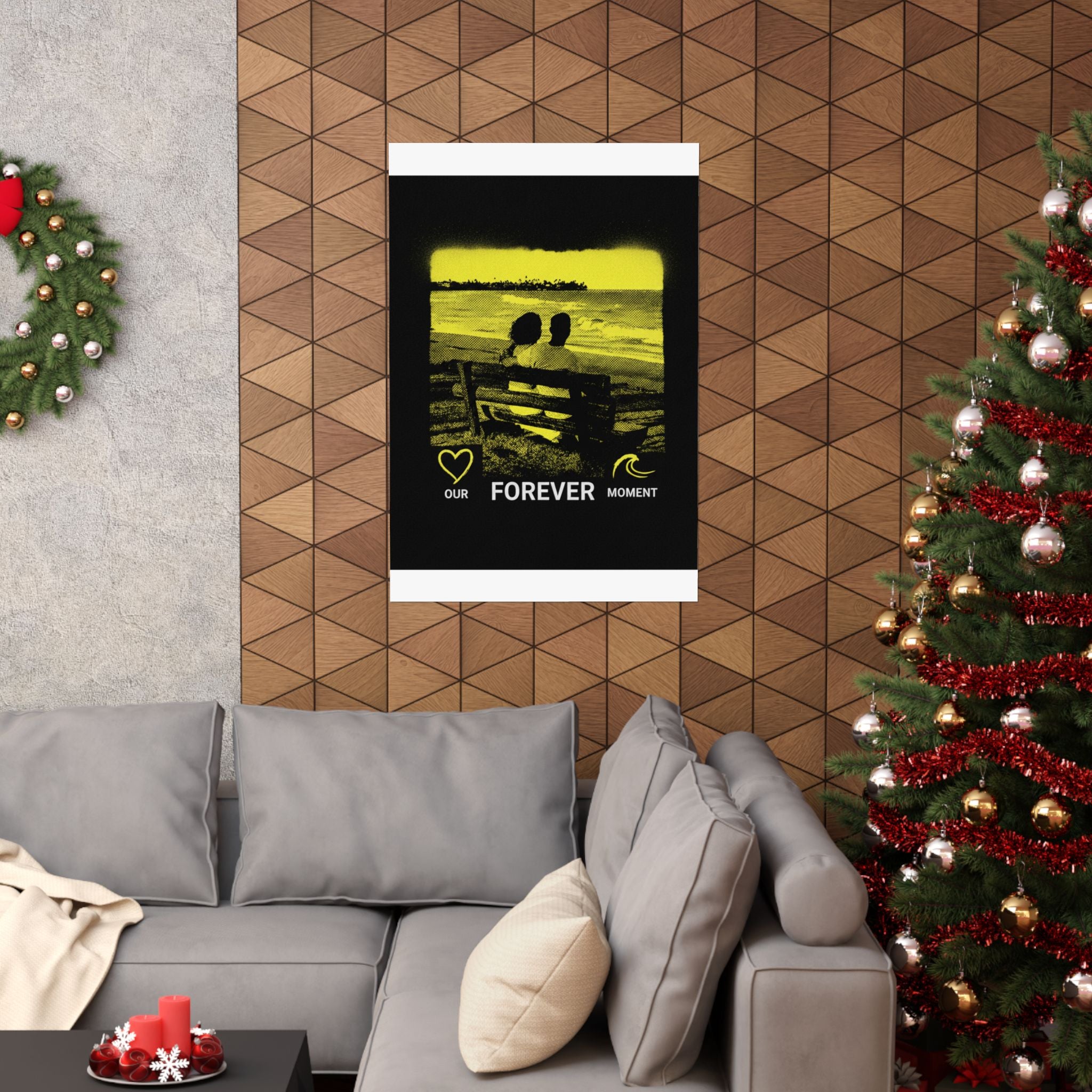 Our Forever Moment Beach Sunset Couple Yellow Matte Poster
