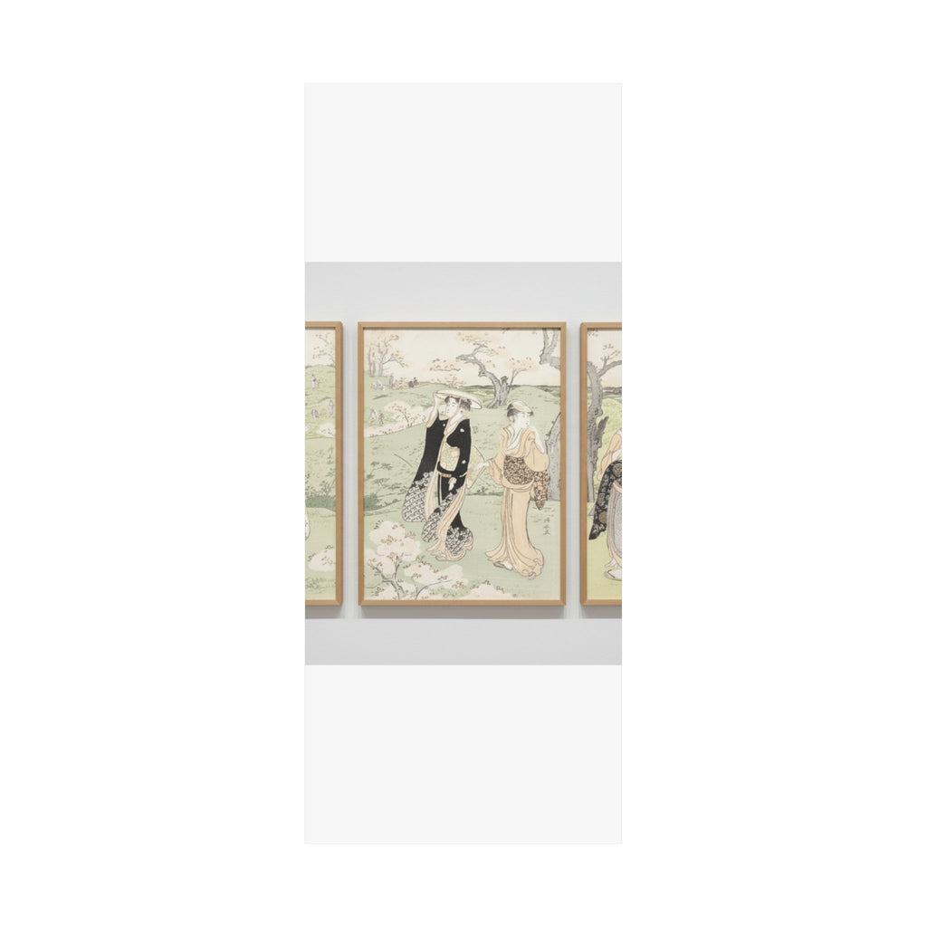 Watercolor — Young Ladies Viewing Cherry–Blossoms At Asukayama — Matte Poster
