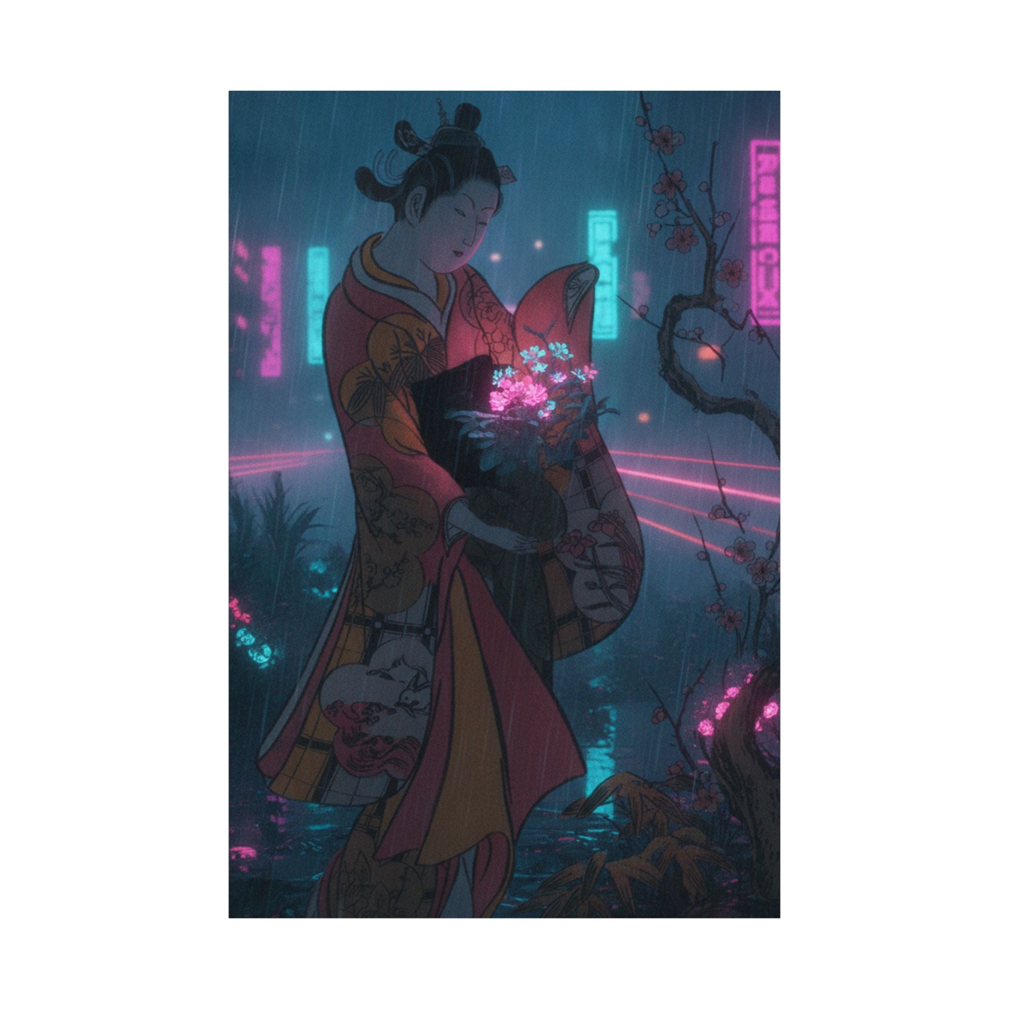 Neon Noir — A Young Lady In A Garden — Matte Poster