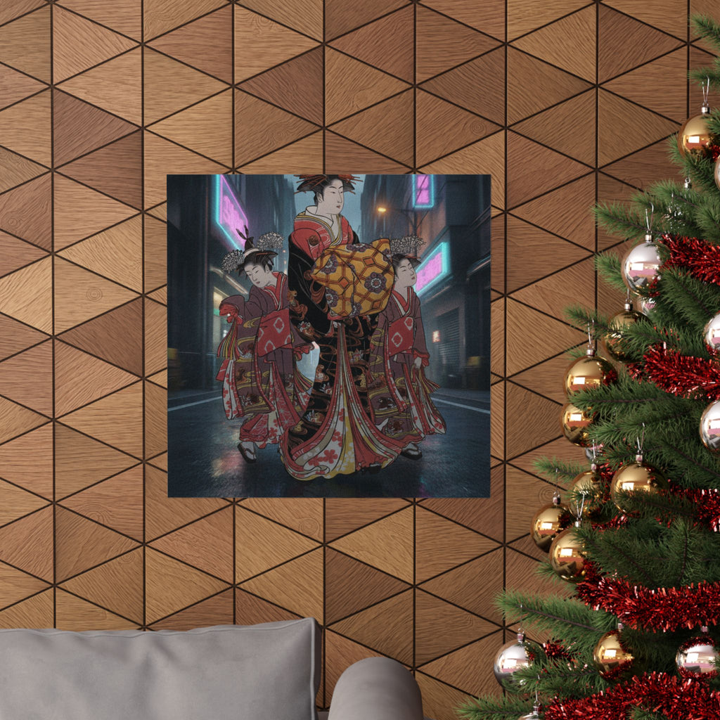Fast Furious — An Oiran Accompanied By Two Kamuro — Matte Poster