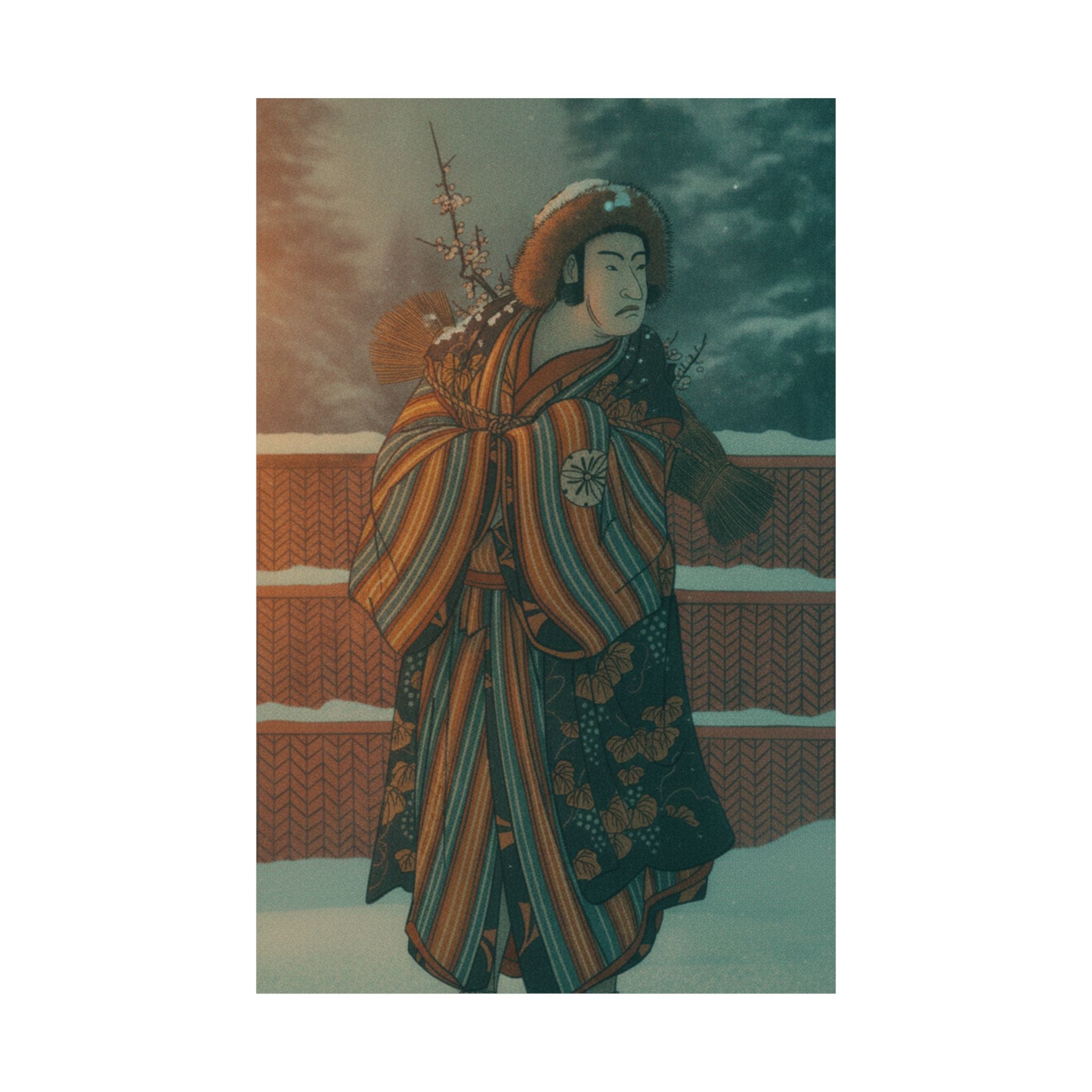 Cinematic — Matsumoto Sumezō As A Man In Winter Attire Standing In The Snow — Matte Poster