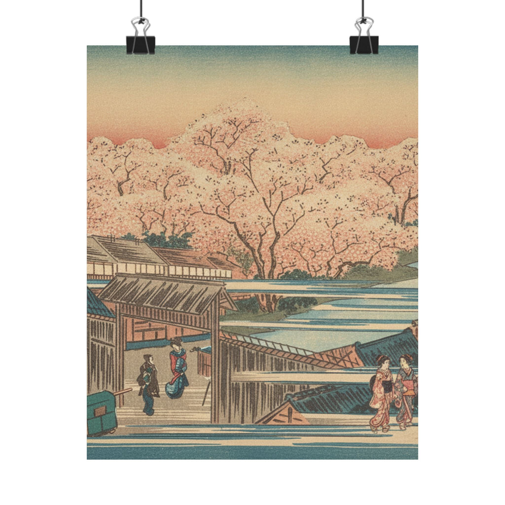 Scenic Nature — Morning Cherries At Yoshiwara — Matte Poster