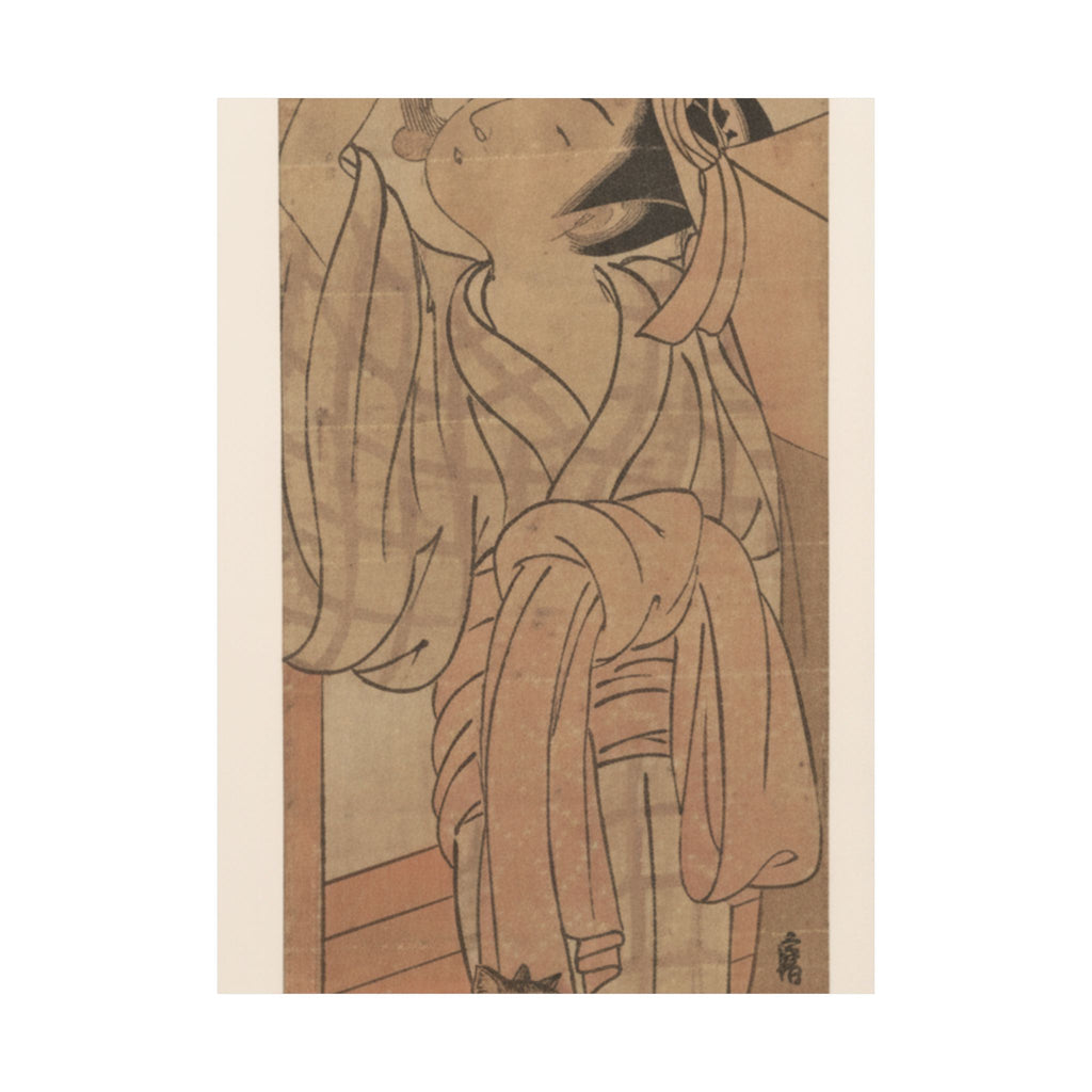 Ecommerce Main — Young Lady Toying With The Tassel Of Her Bed–Net While A Cat Plays At Her Feet — Matte Poster