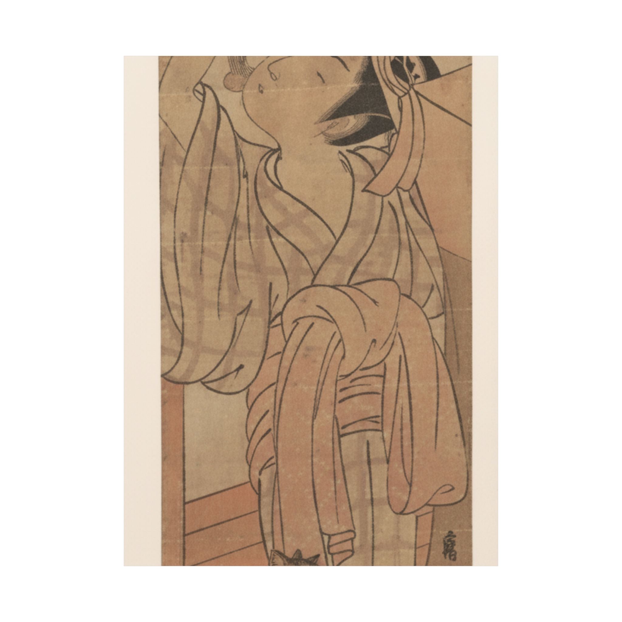 Ecommerce Main — Young Lady Toying With The Tassel Of Her Bed–Net While A Cat Plays At Her Feet — Matte Poster