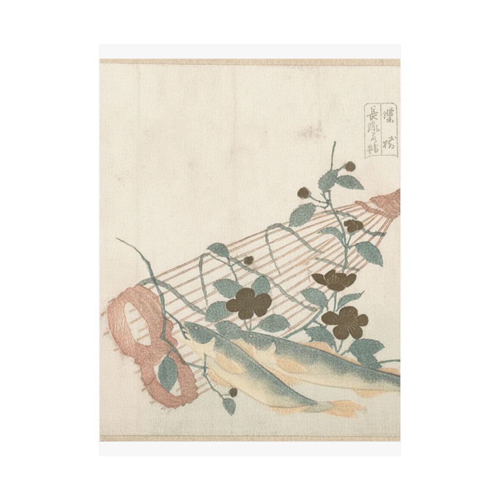 Botanical — Sweet Fishes Of The Nagara River, With Baskets And Flowers — Matte Poster