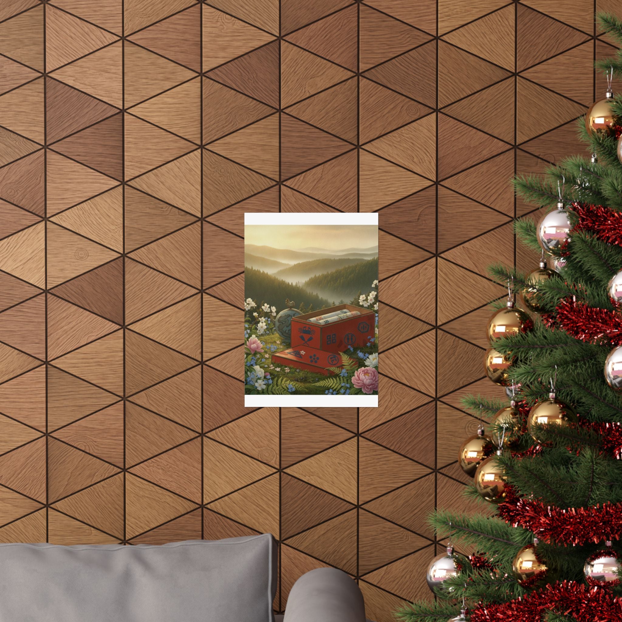 Scenic Nature — Red Lacquer Box And Water-Pot — Matte Poster