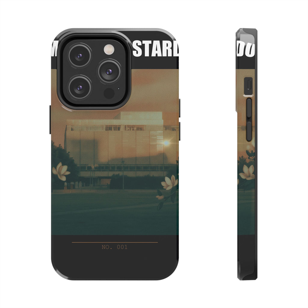 Dusk Brutalist Building and Daisies Photo Phone Case