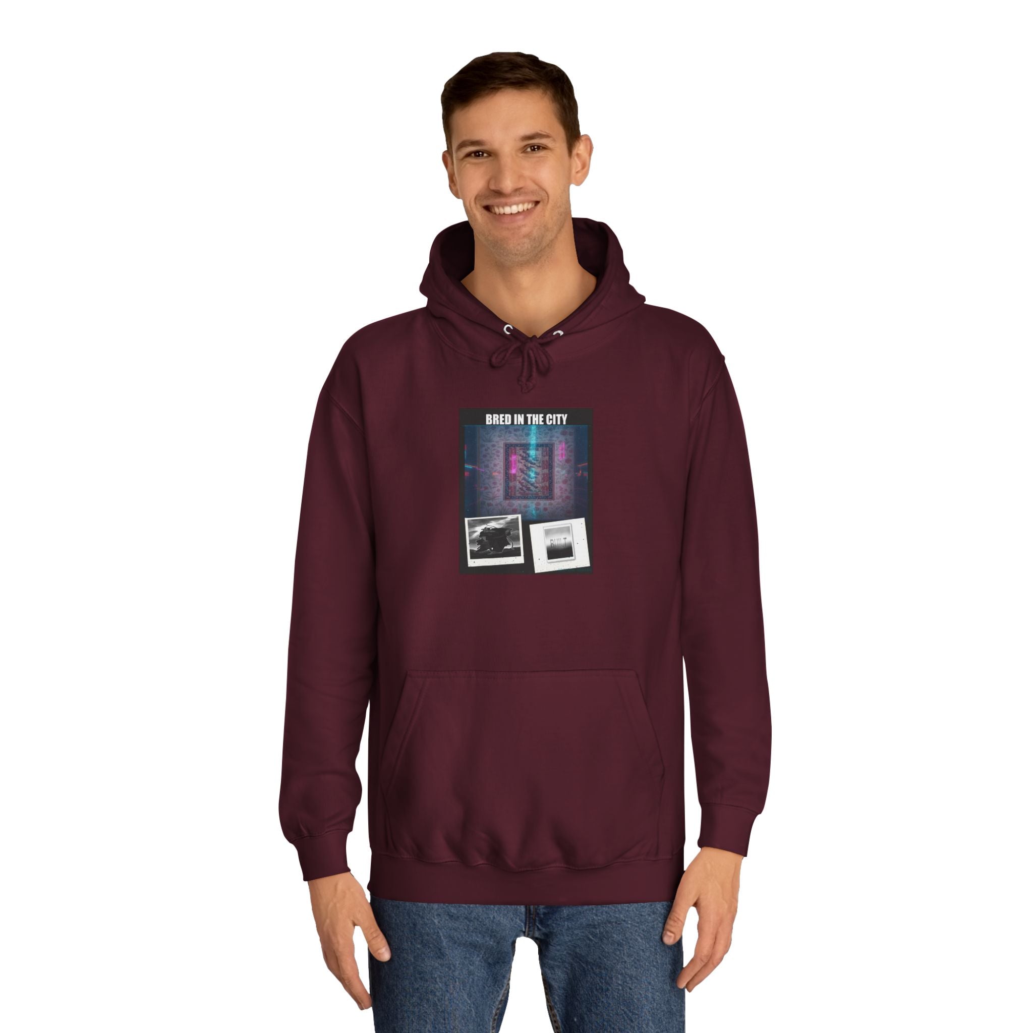 BRED IN THE CITY Purple Neon Collage Hoodie