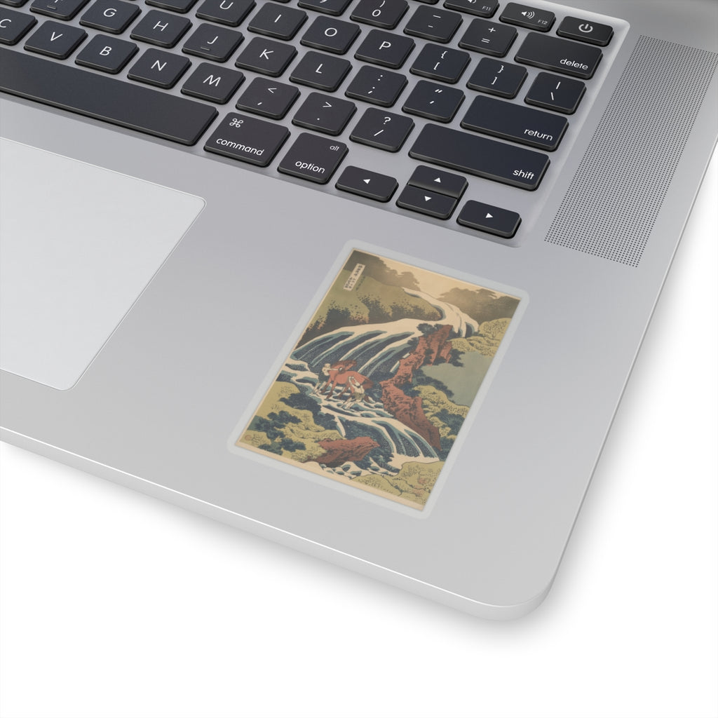 Scenic Nature — The Waterfall Where Yoshitsune Washed His Horse At Yoshino In Yamato Province (W — Kiss-Cut Sticker