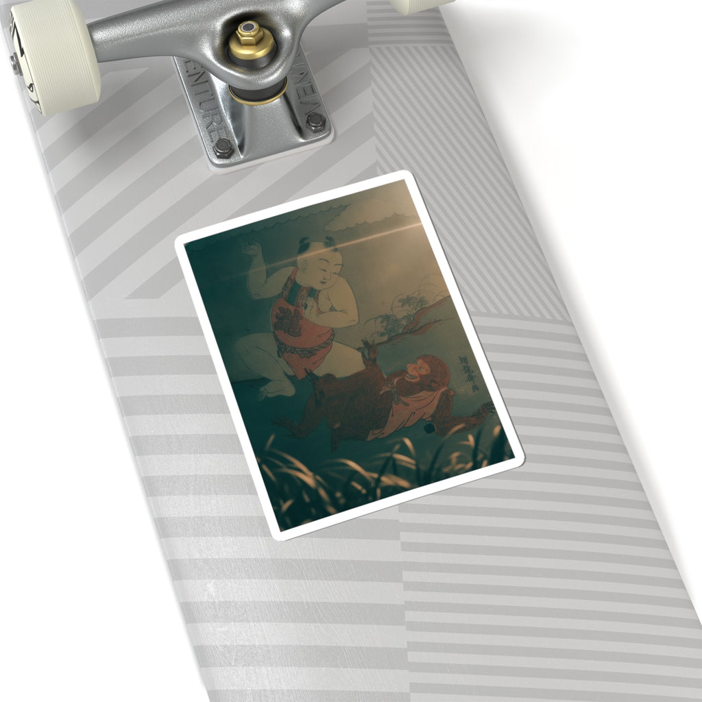 Cinematic — Boy And Monkey Playing — Kiss-Cut Sticker