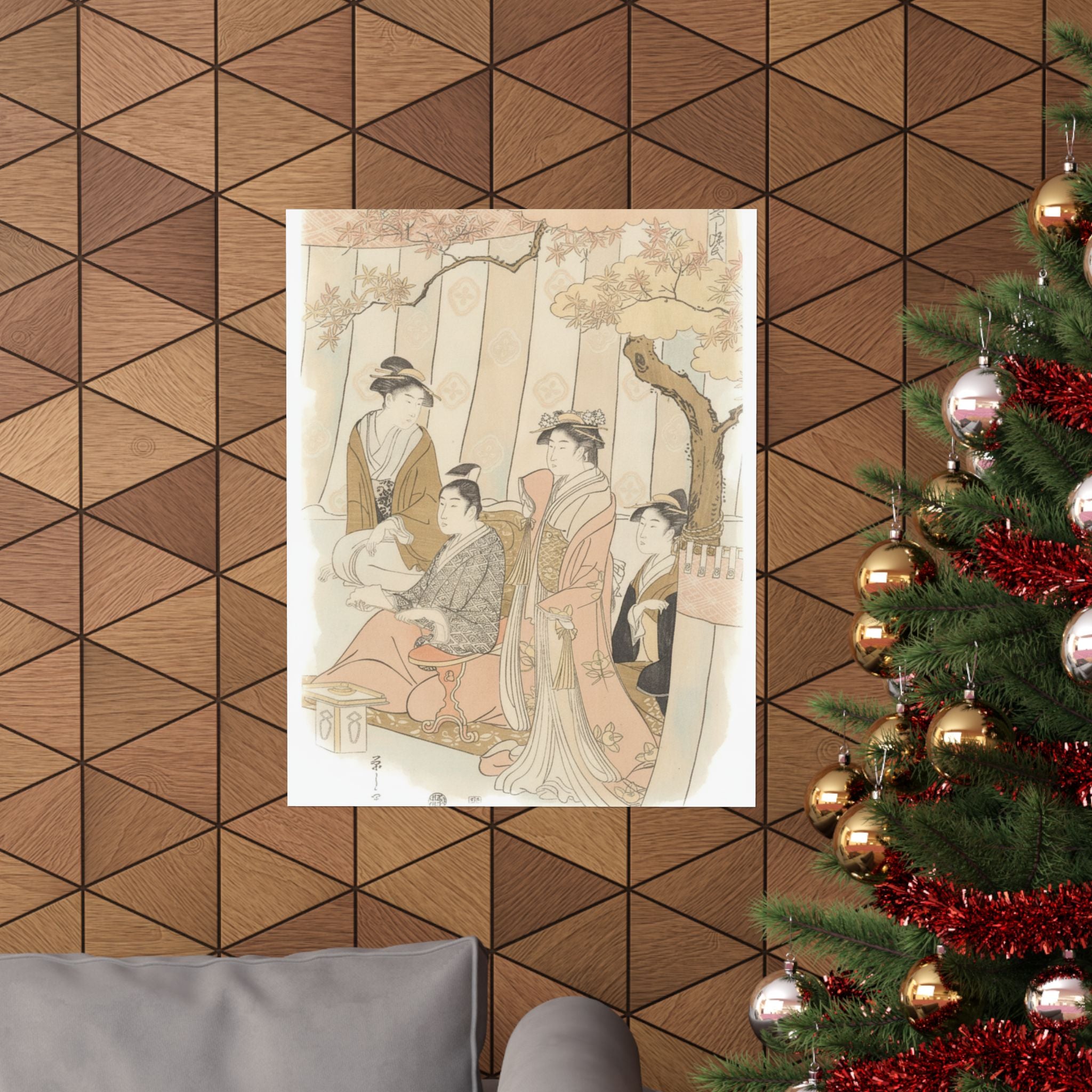 Watercolor — Prince Genji And Three Young Women — Matte Poster